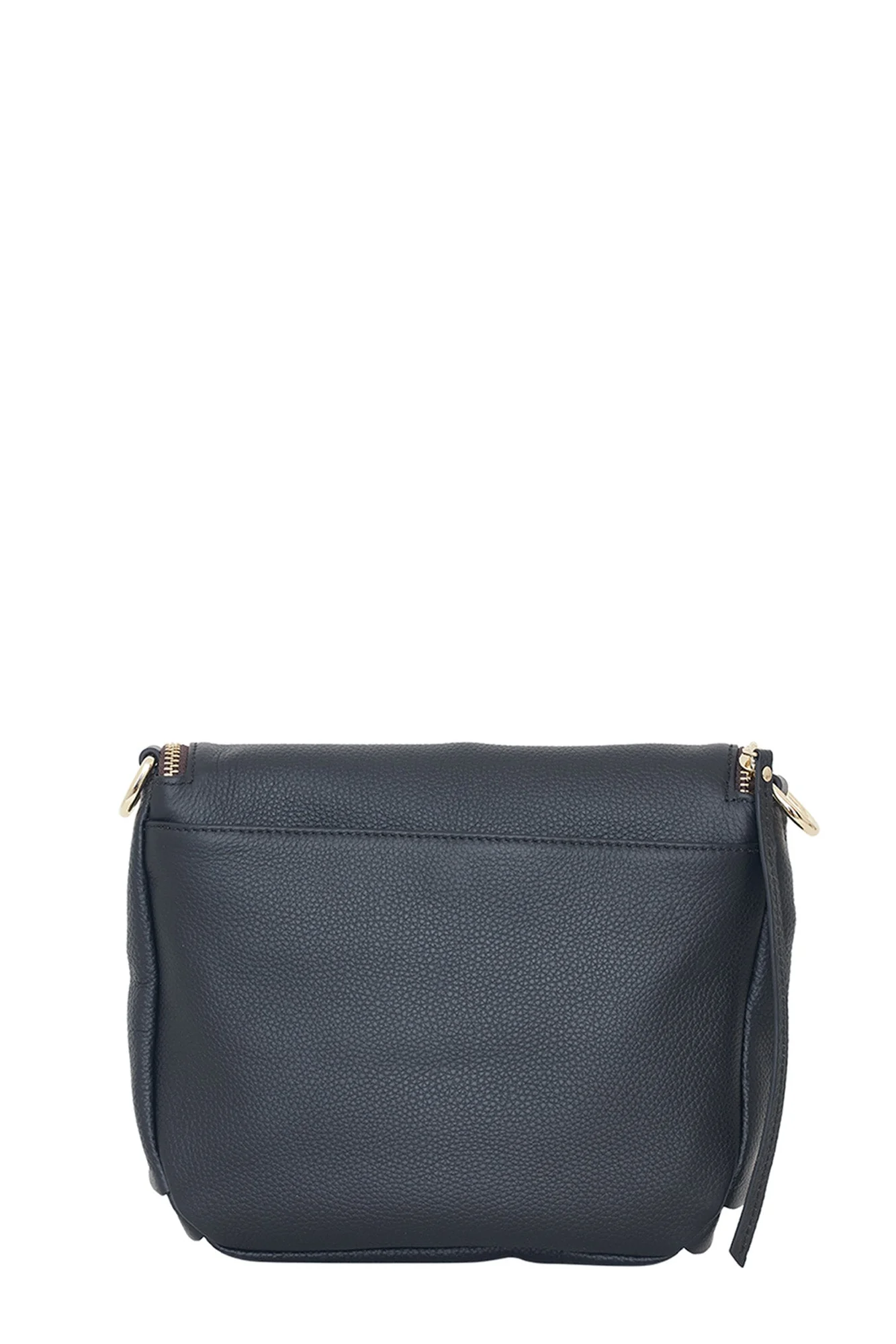 FiFi Black Fold Over Leather Shoulder Bag - Image 4