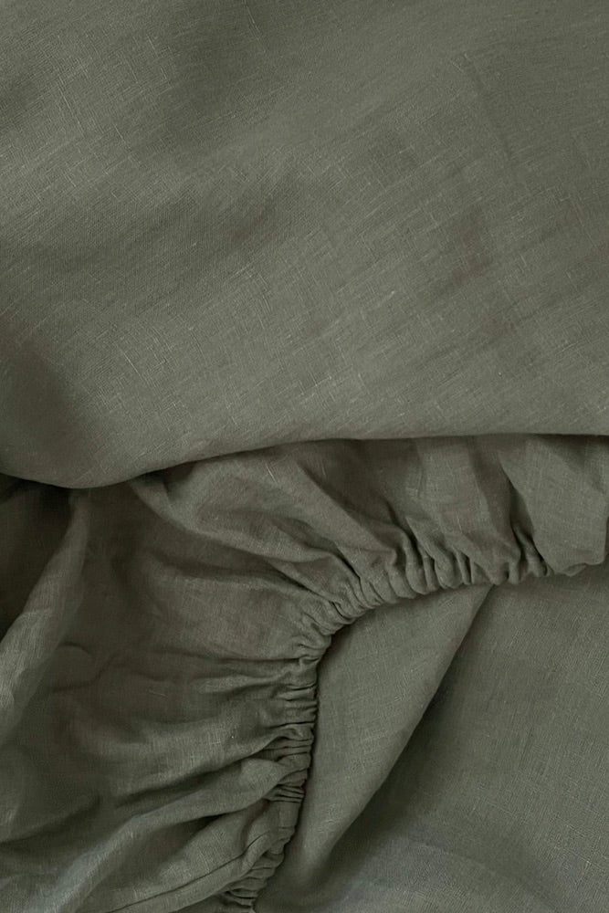 100% French Flax Linen Duvet Cover Set - Lichen - King - Image 2