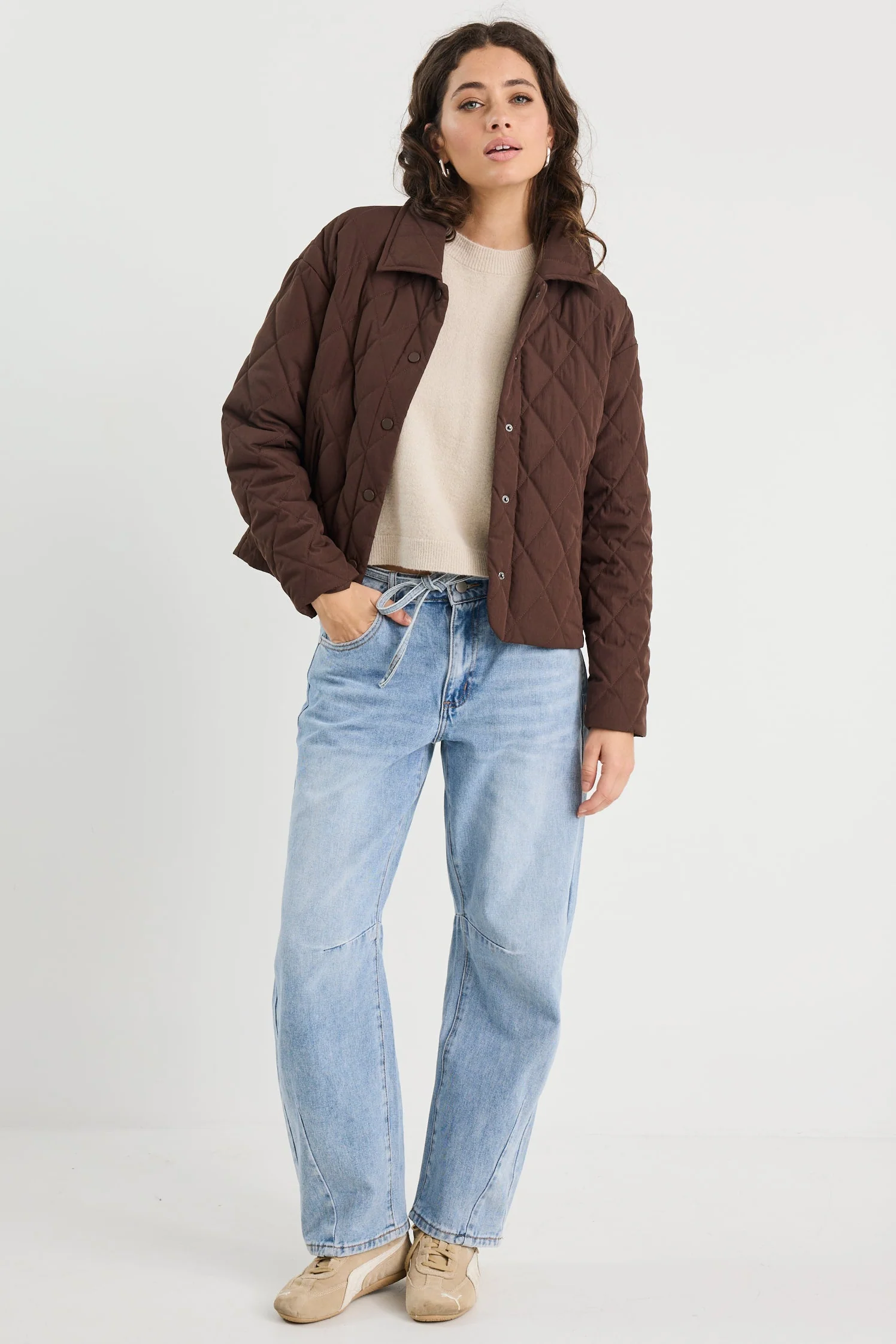 Absolute Chocolate Collared Quilted Jacket - Image 4
