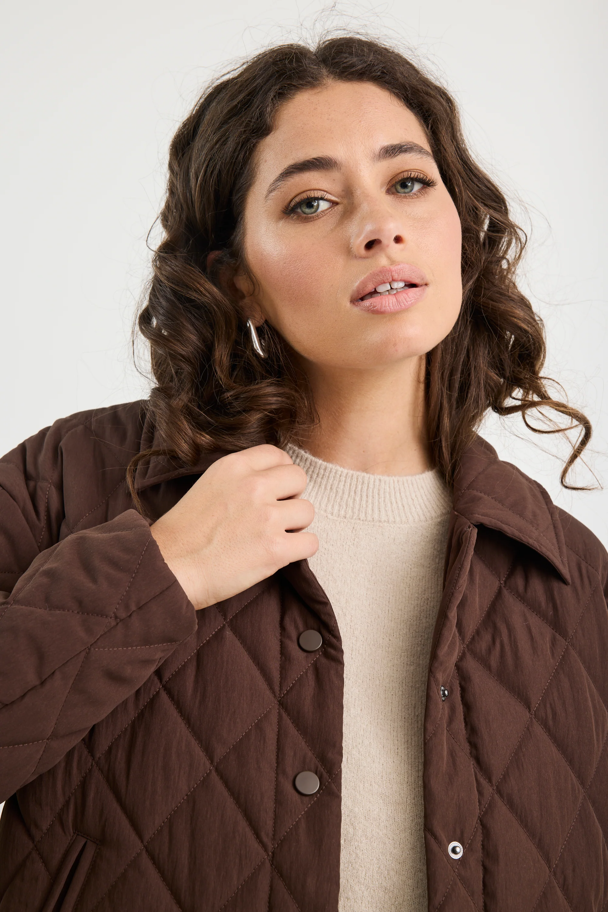 Absolute Chocolate Collared Quilted Jacket - Image 5