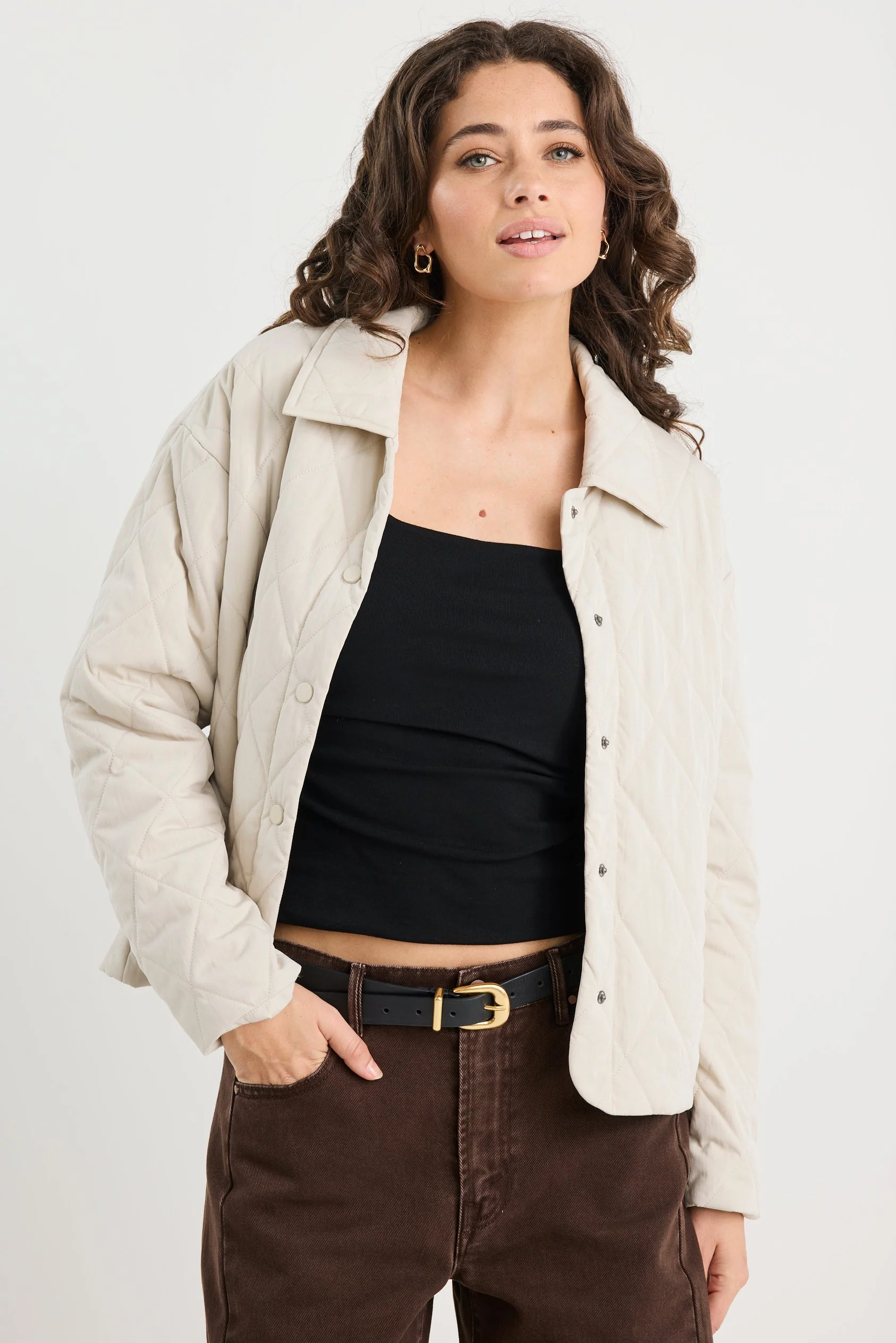 Absolute Putty Collared Quilted Jacket - Image 2