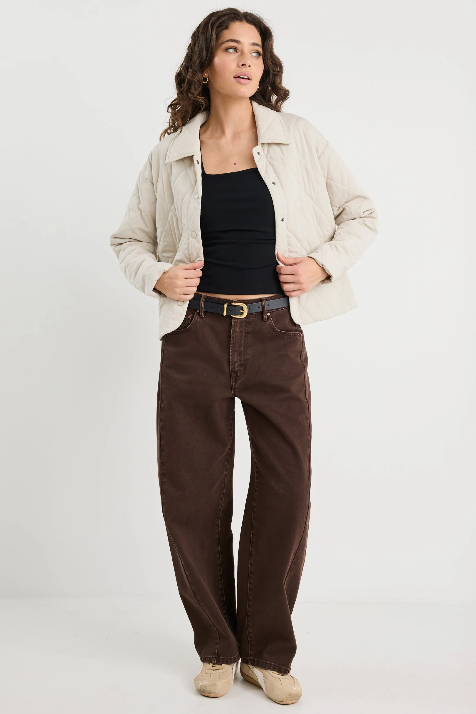 Absolute Putty Collared Quilted Jacket - Image 3