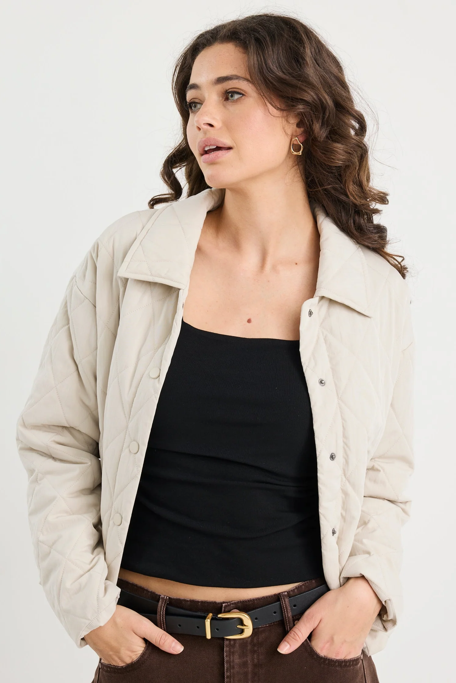 Absolute Putty Collared Quilted Jacket - Image 5