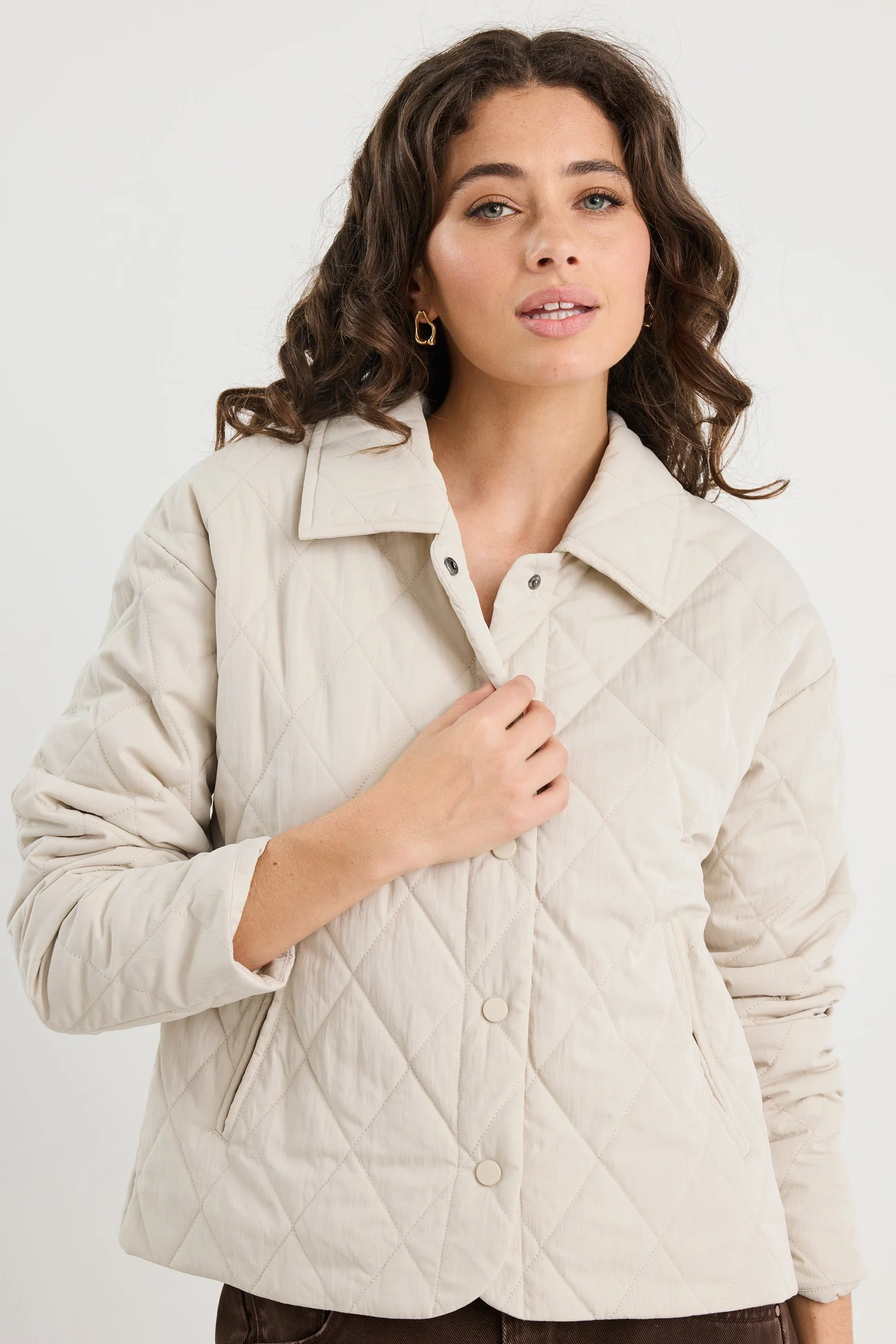 Absolute Putty Collared Quilted Jacket - Image 6