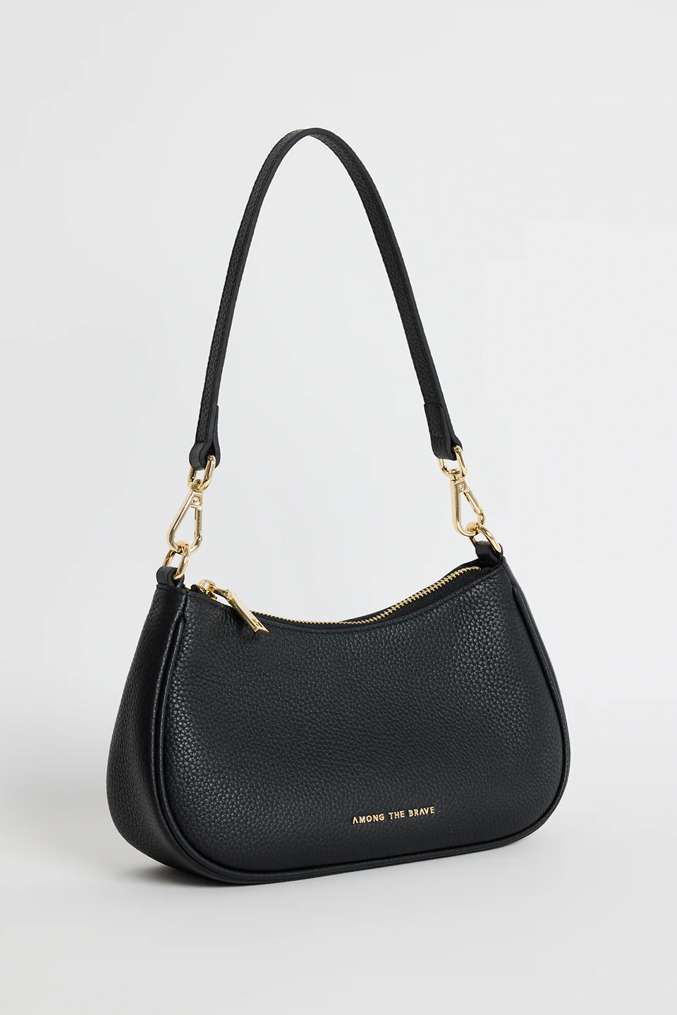 Adore Black Leather Double Strap Small Shoulder Bag