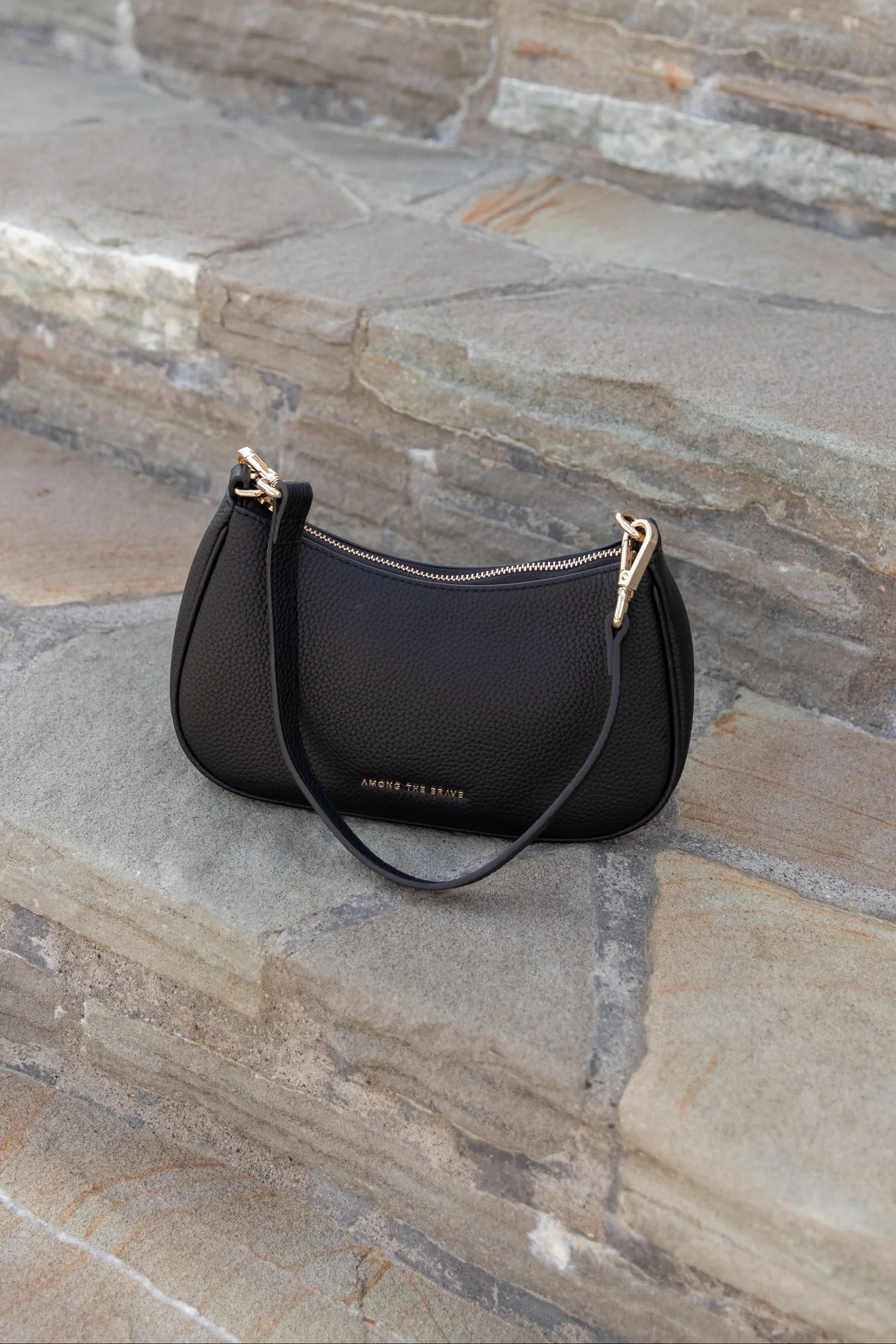 Adore Black Leather Double Strap Small Shoulder Bag - Image 2