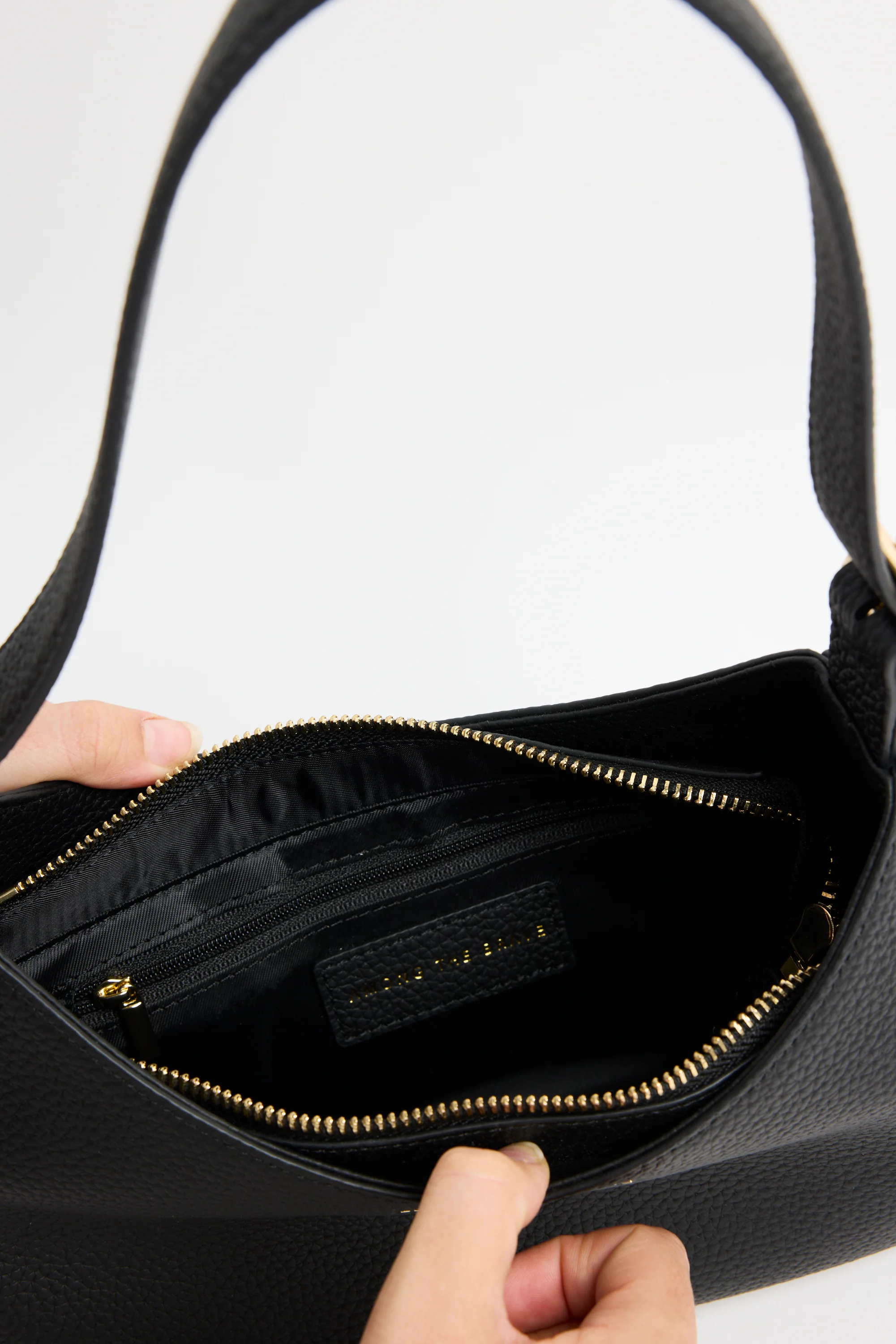 Adore Black Leather Double Strap Small Shoulder Bag - Image 4