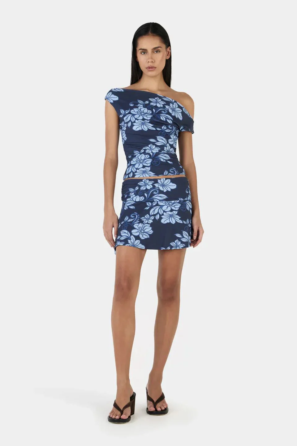 Adriana Rolling Waves Blue Print Mini Skirt - Image 2