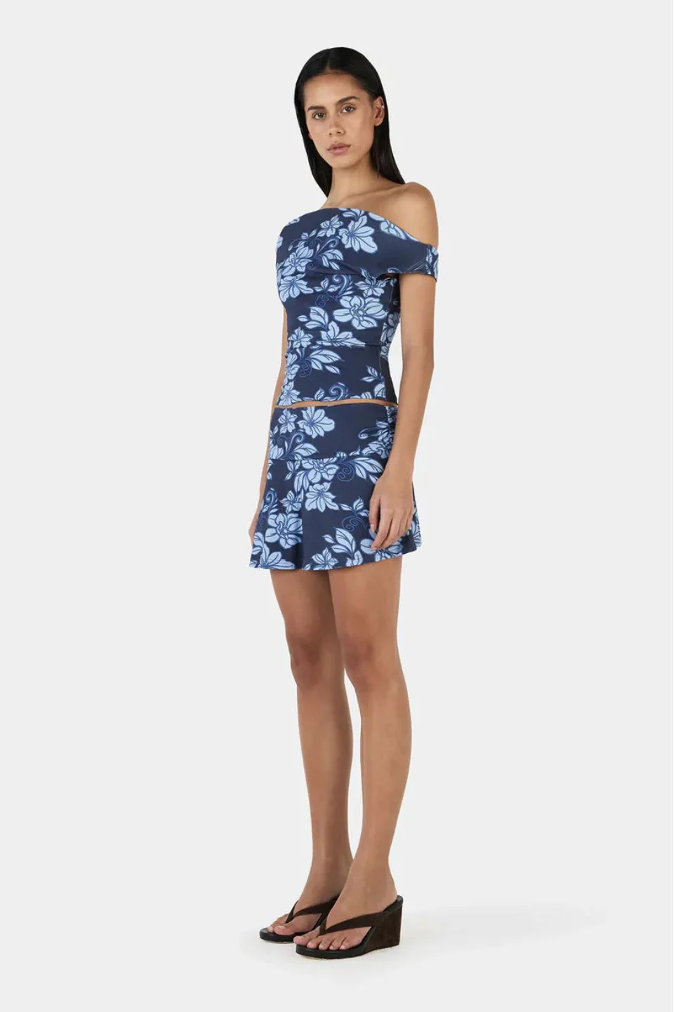 Adriana Rolling Waves Blue Print Mini Skirt - Image 3