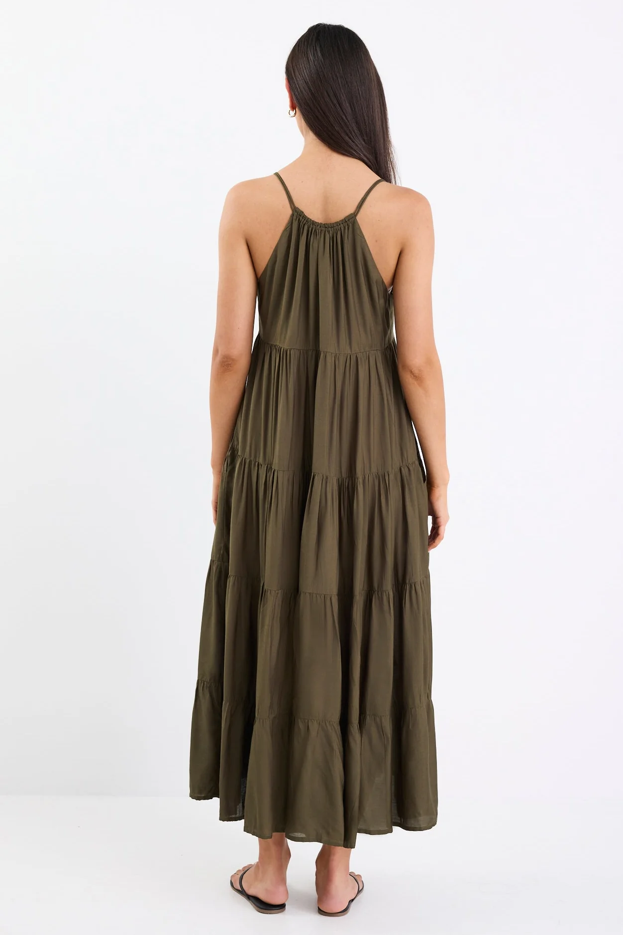 Affair Olive Strappy Tiered Maxi Dress - Image 6