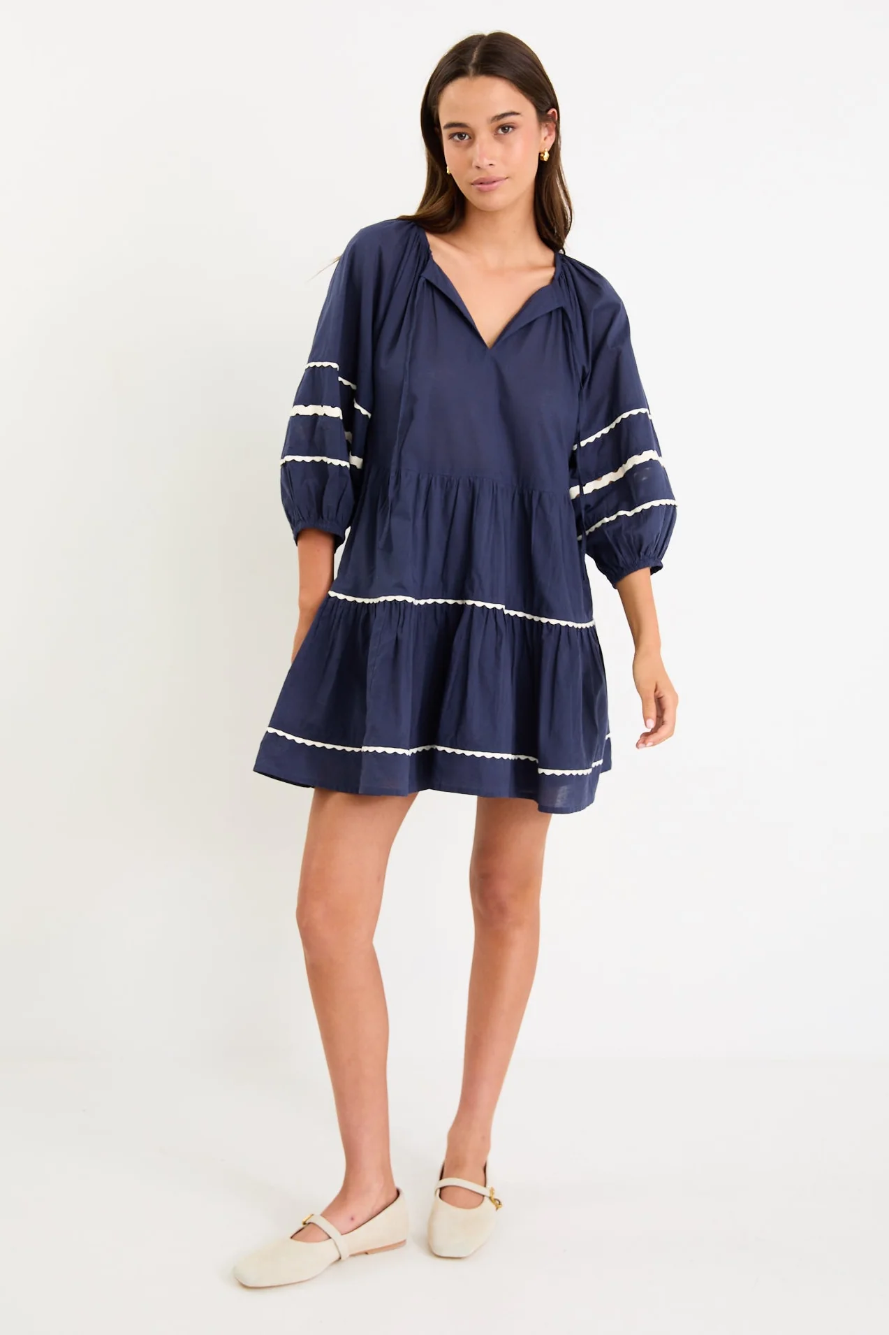 Again Navy SS Tiered Smock Dress - Image 3