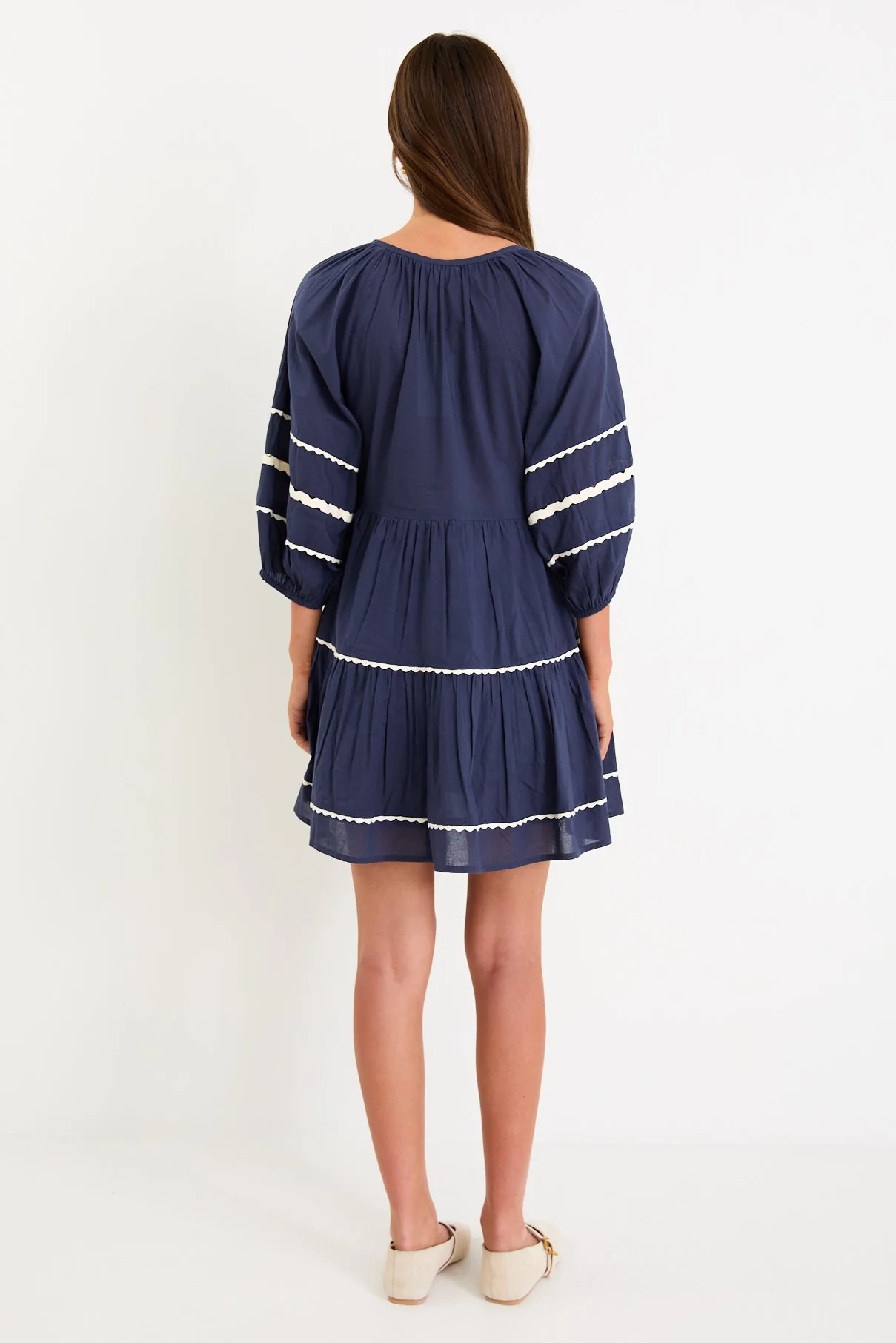 Again Navy SS Tiered Smock Dress - Image 4