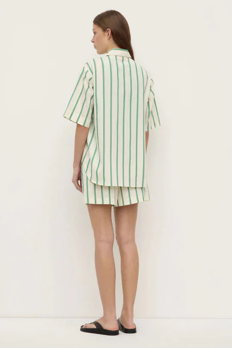 Agnes Butter Bright Green Stripe SS Cotton Poplin Shirt - Image 4