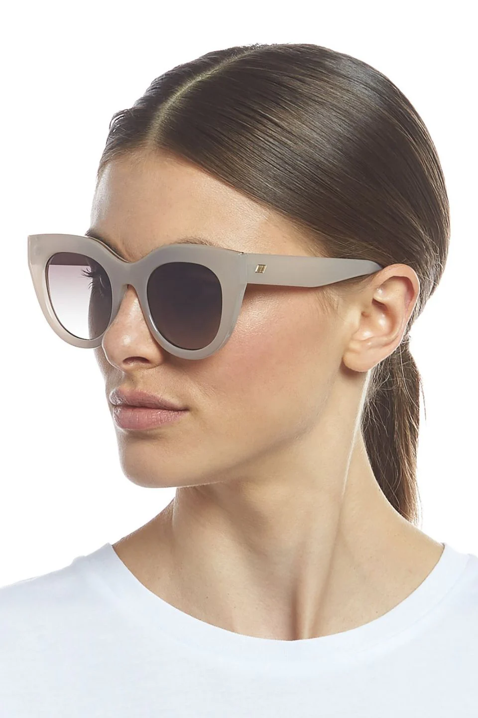 Air Heart Oversized Cat Eye Oatmeal Sunglasses - Image 2