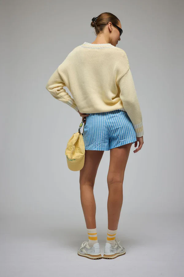 AJ Lemon Cream V Neck Knit Sweater - Image 3