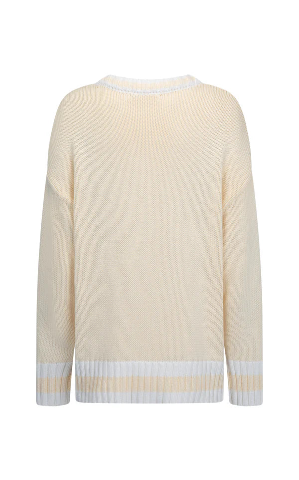 AJ Lemon Cream V Neck Knit Sweater - Image 5