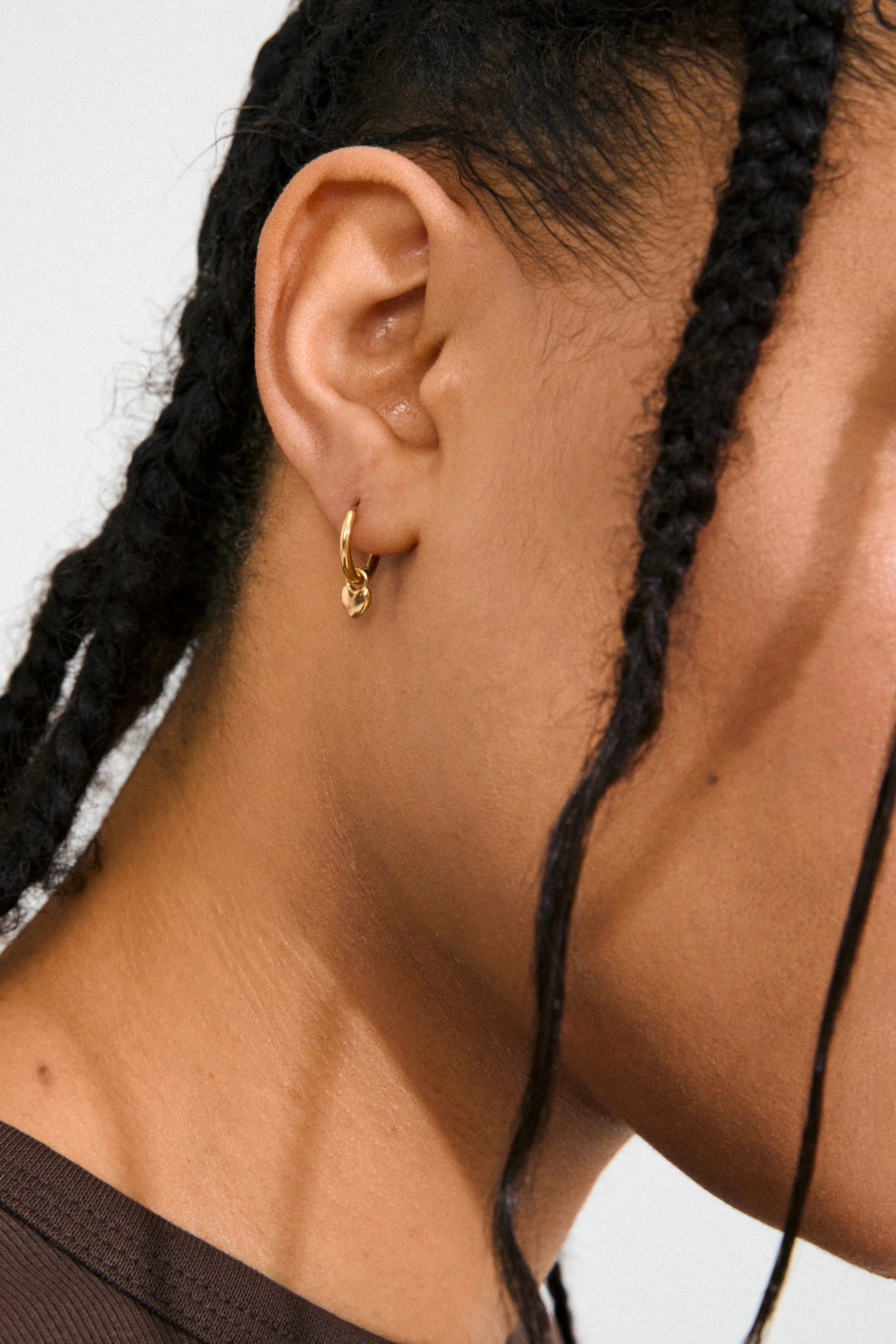 Alaia Heart Charm Gold Recycled Hoop Earrings - Image 3