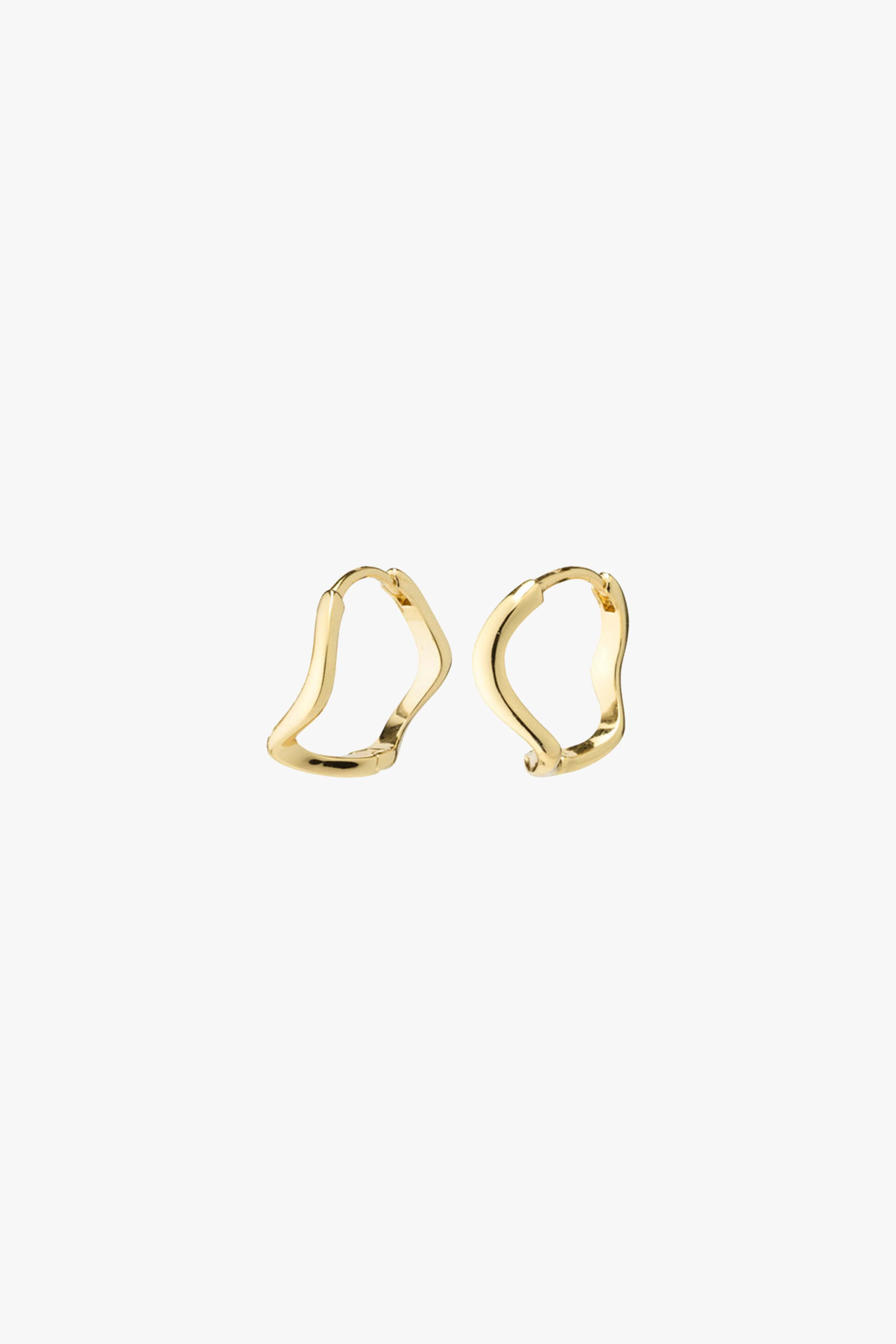 Alberte Organic Shape Hoop Earrings Gold - Image 2