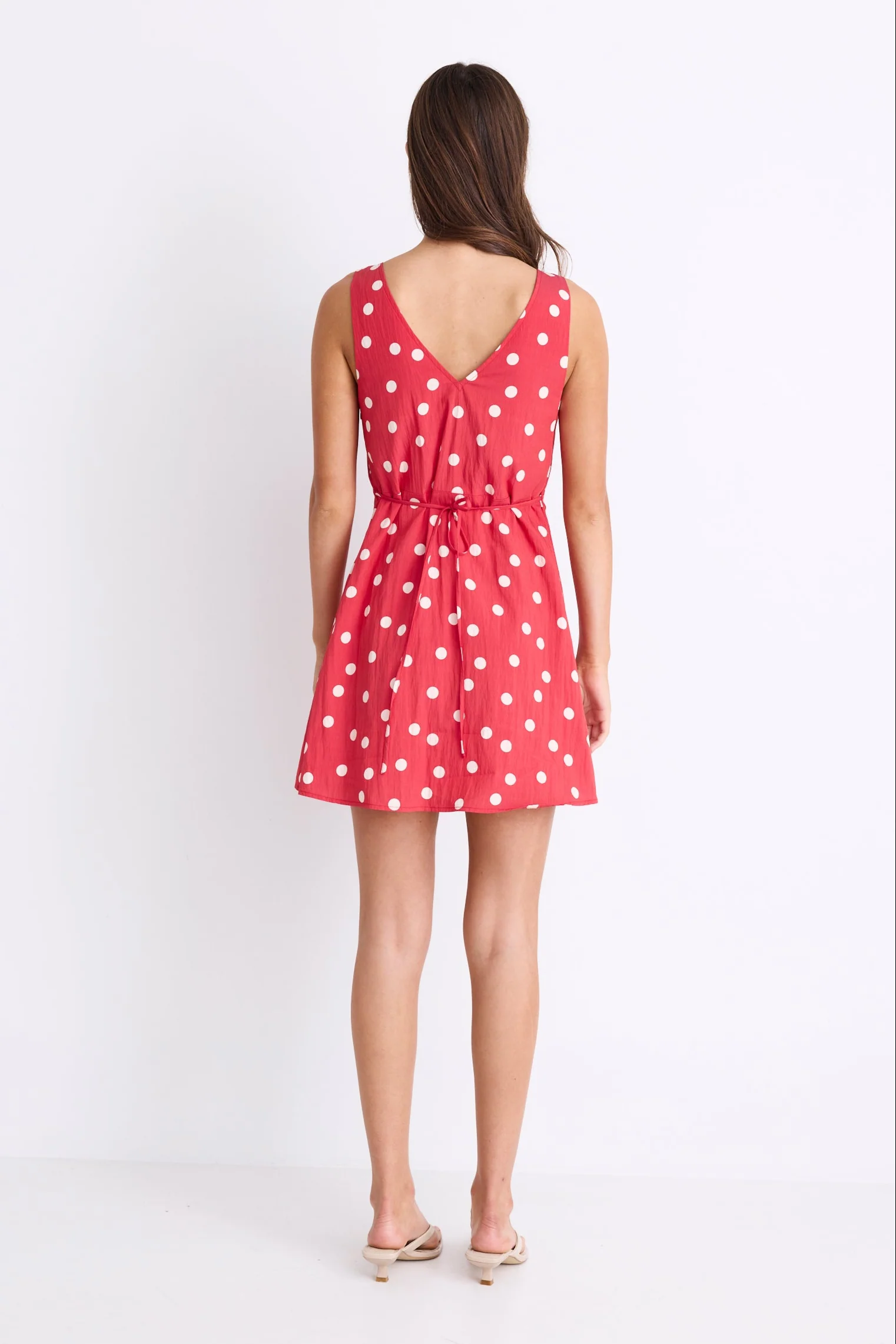 Allora Poppy Polka Dot Sleeveless Button Front Mini Dress - Image 4