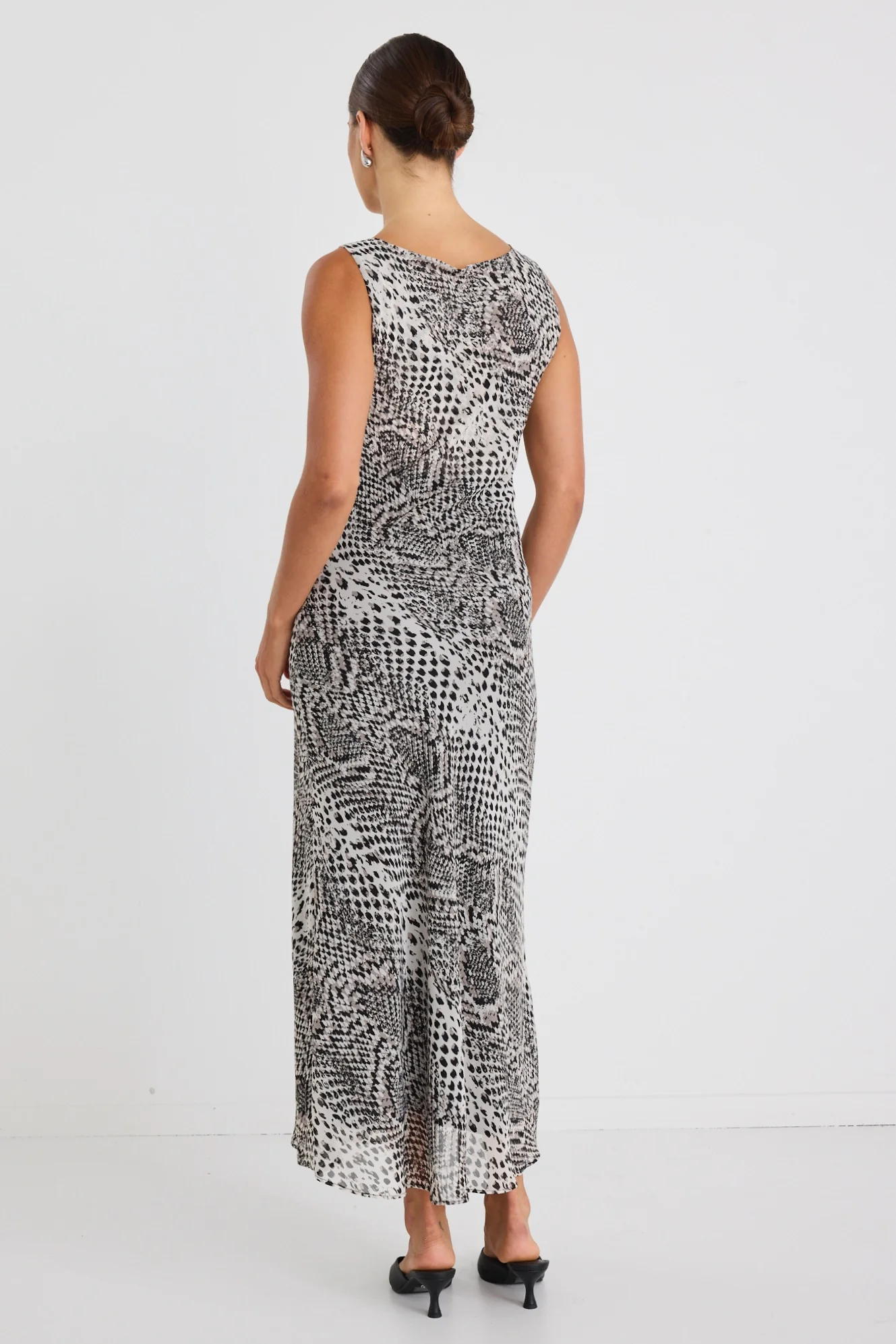 Allure Charcoal Snake Cowl Neck Bias Slip Dress - Image 6