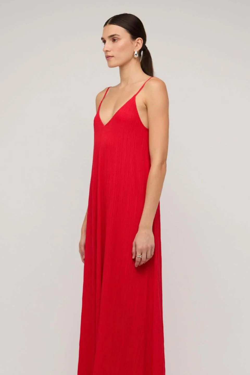 Amira Red Strappy Textured Maxi Dress - Image 5