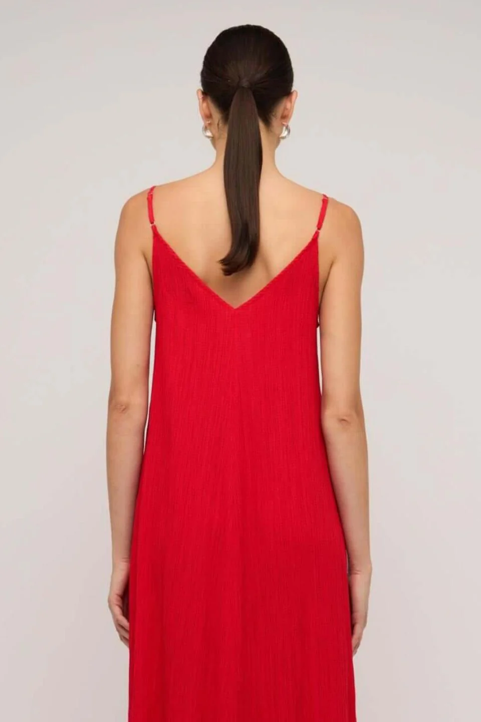 Amira Red Strappy Textured Maxi Dress - Image 6