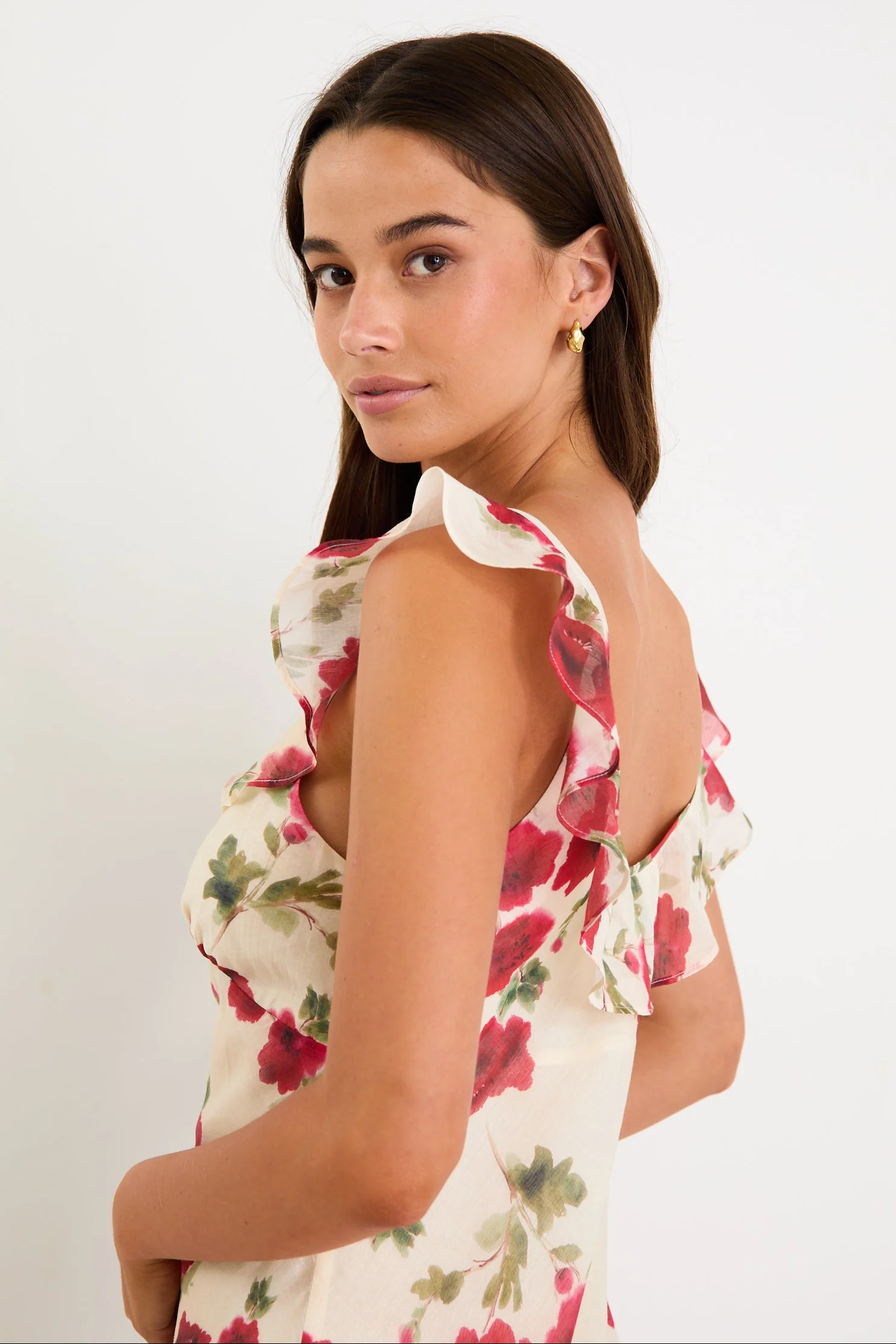 Amusing Cream Red Rose Bias Slip Maxi Dress - Image 6