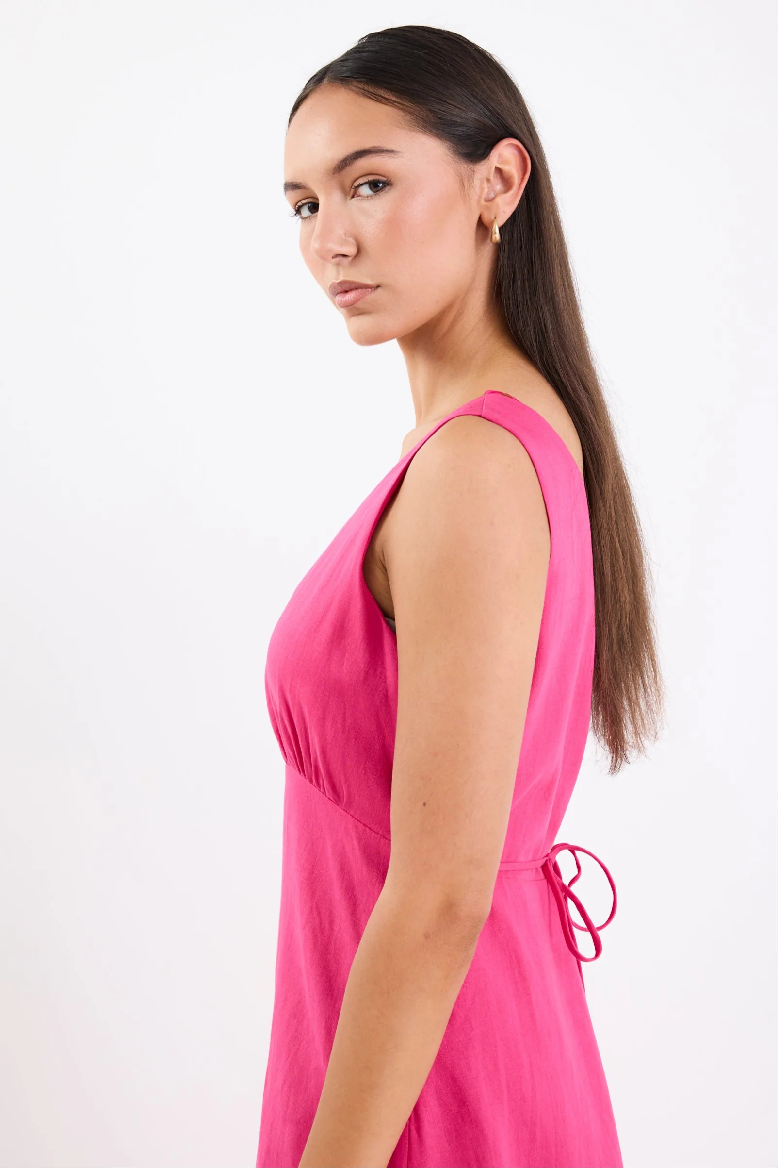 Angelic Hot Pink Sleeveless Midi Dress - Image 5