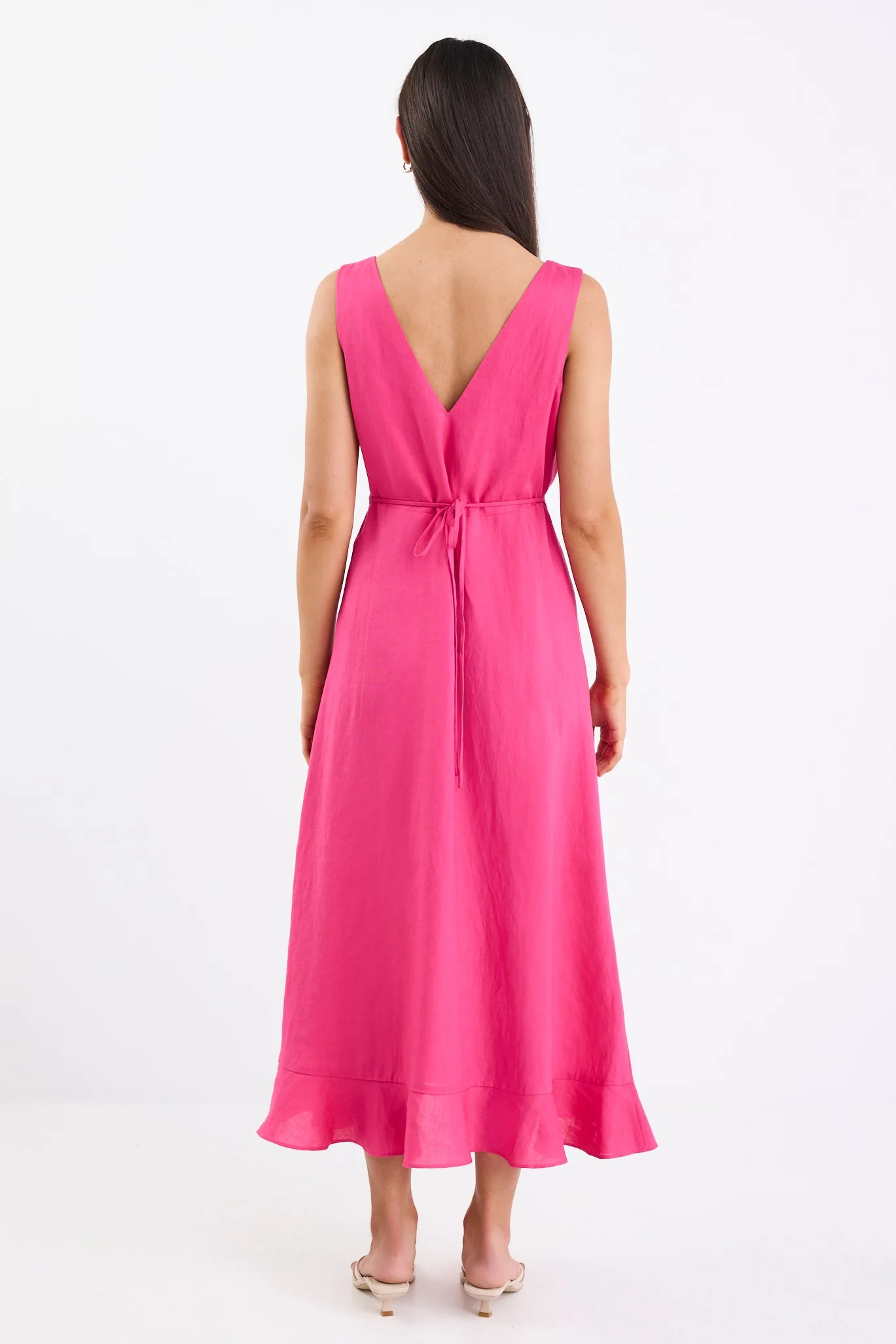 Angelic Hot Pink Sleeveless Midi Dress - Image 7