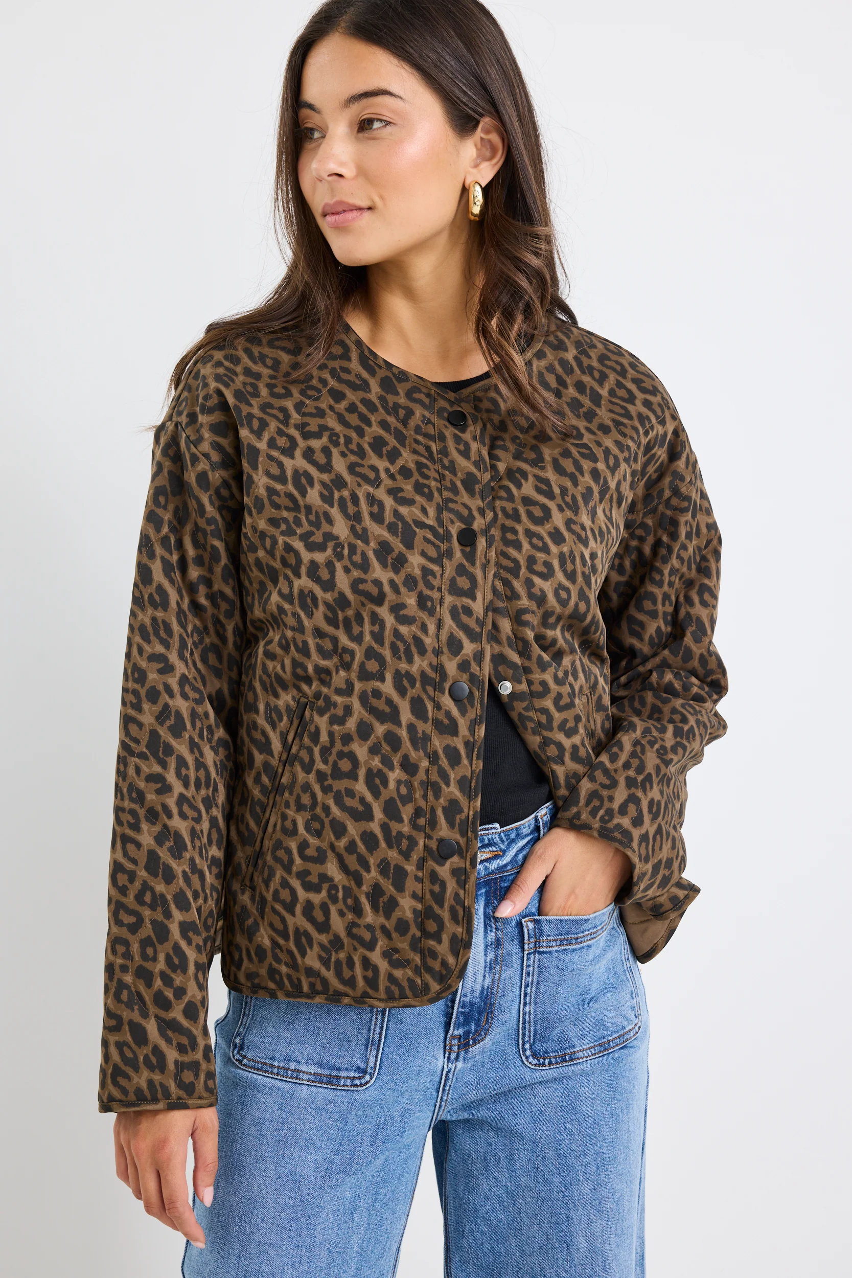 Apex Animal Print Collarless Quilted Puffer Jacket - Image 5