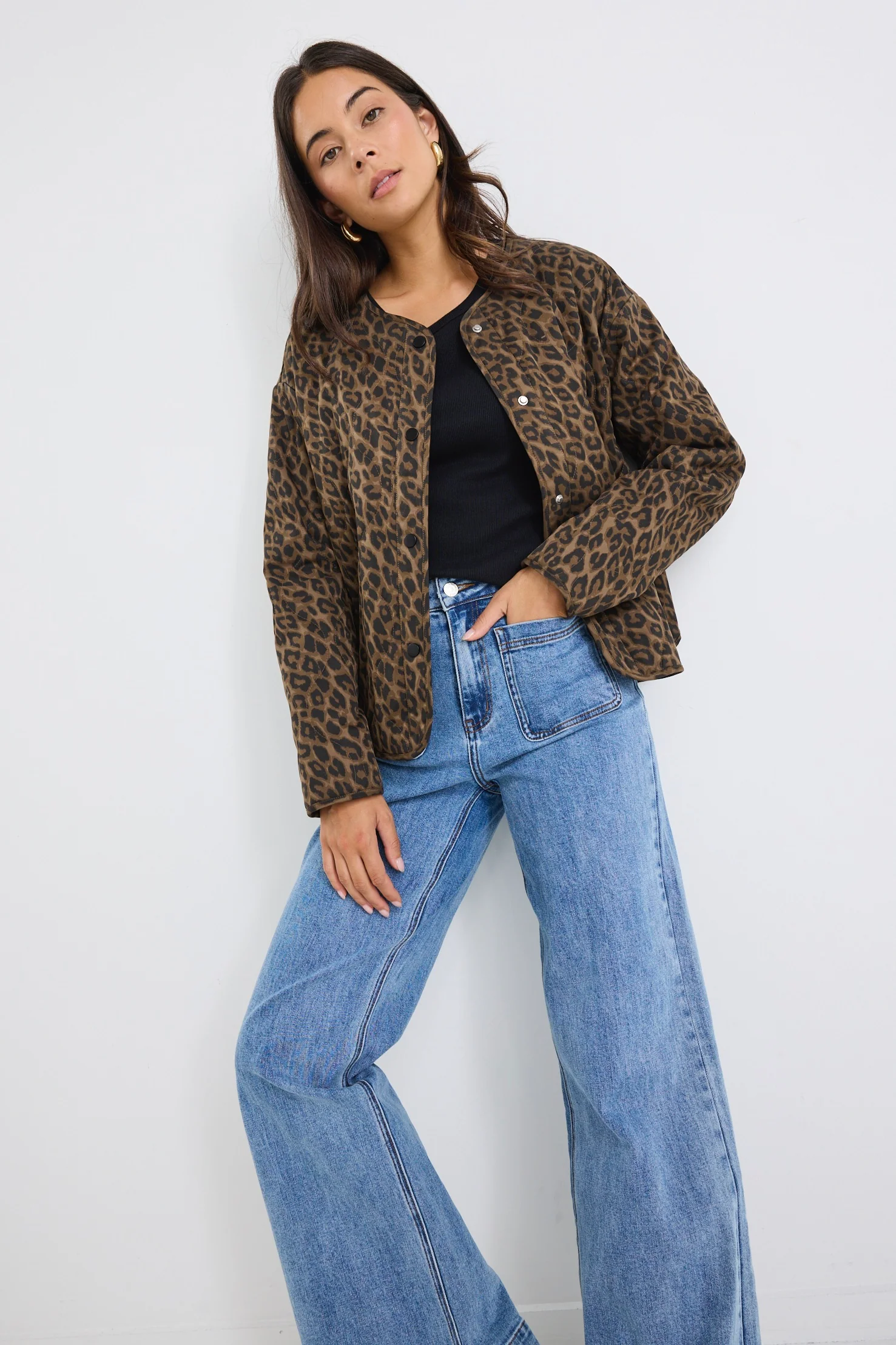 Apex Animal Print Collarless Quilted Puffer Jacket - Image 7