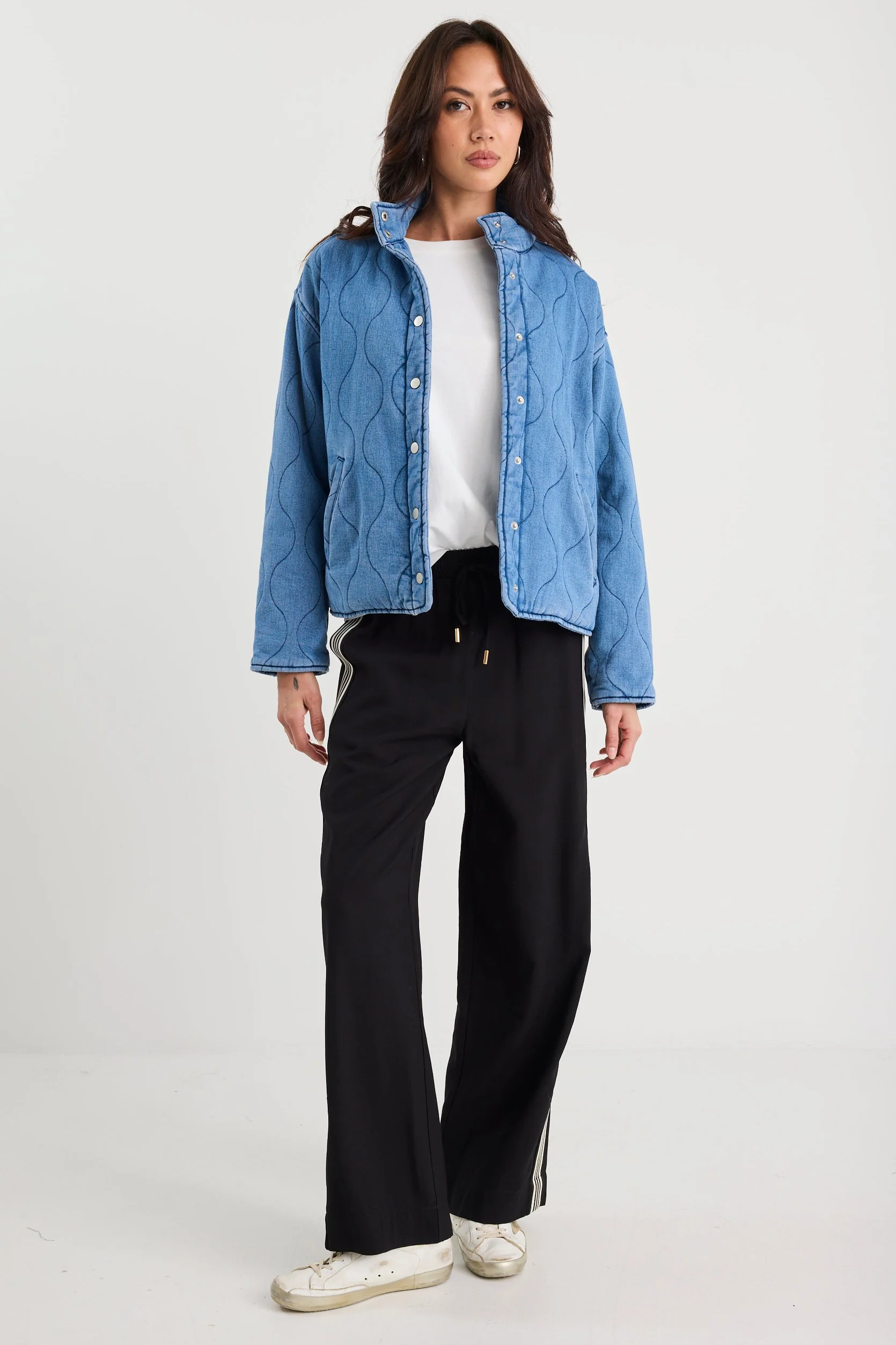 Apex Storm Blue Denim Collared Quilted Jacket - Image 4