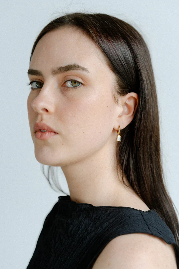 Arina Diamante Charm Gold Plated Hoop Earring - Image 2