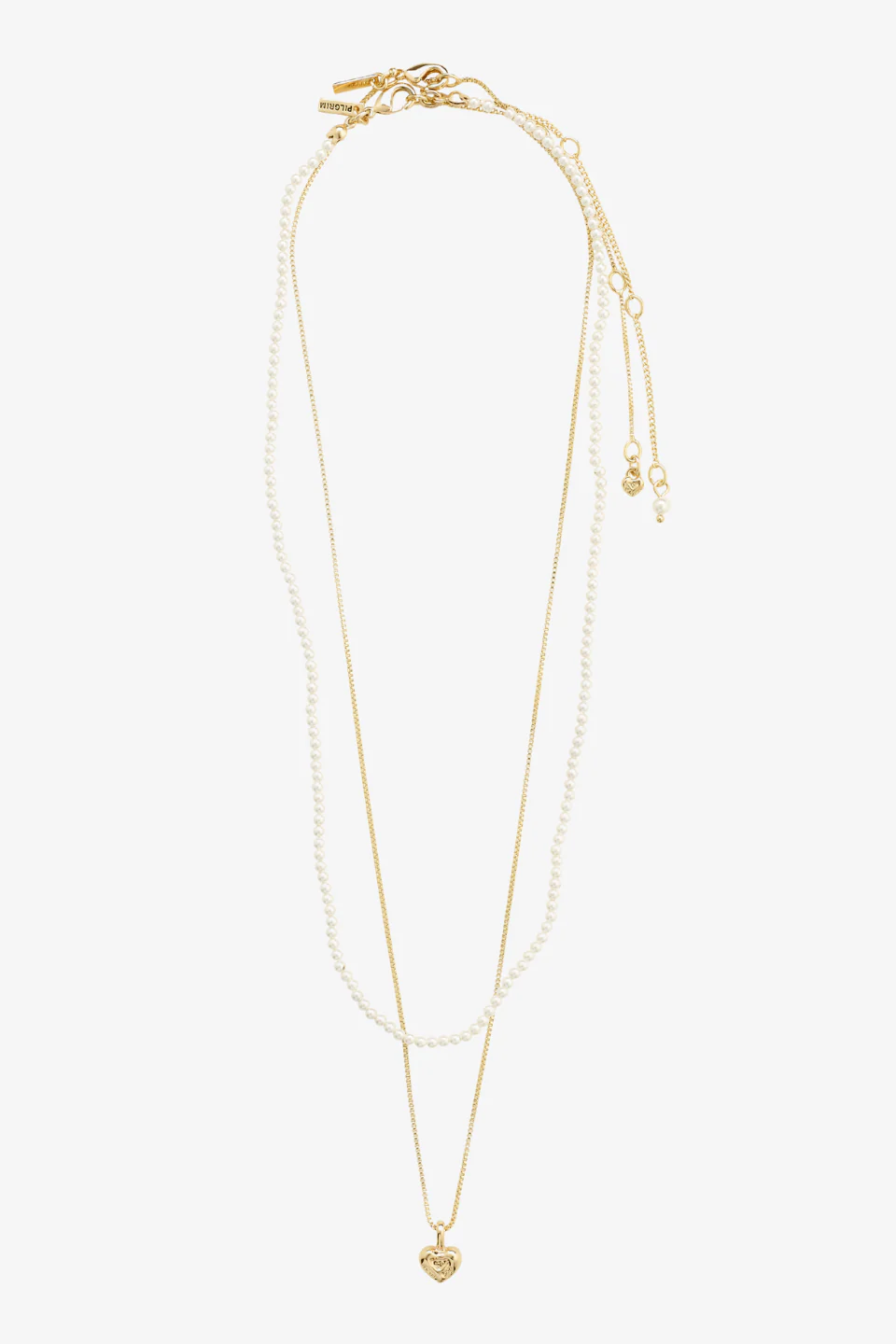 Arlet Heart Pendant Double Gold Plated Necklace - Image 2