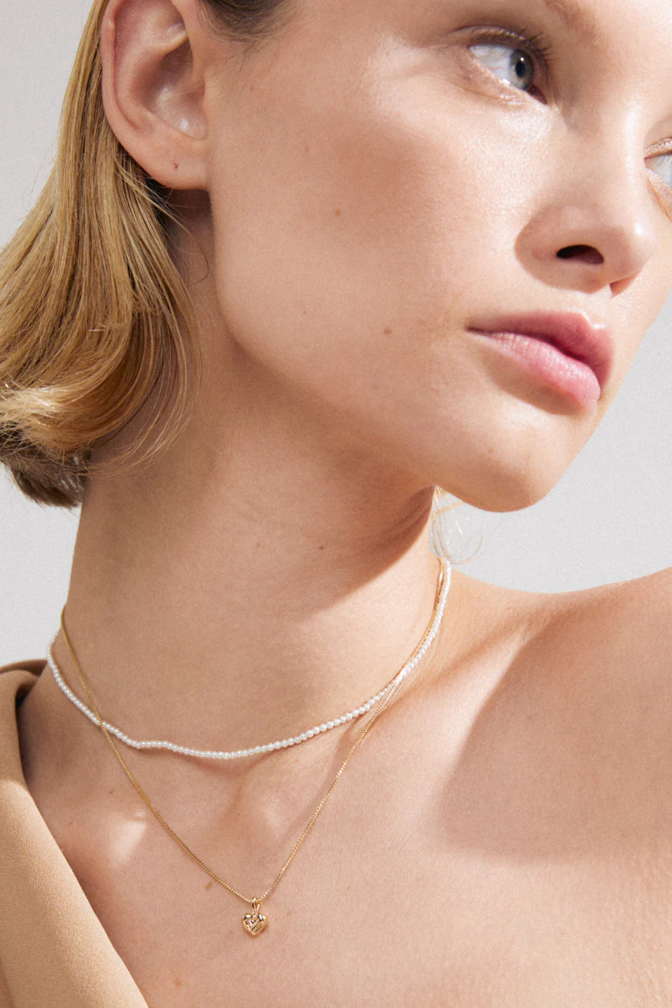 Arlet Heart Pendant Double Gold Plated Necklace - Image 3
