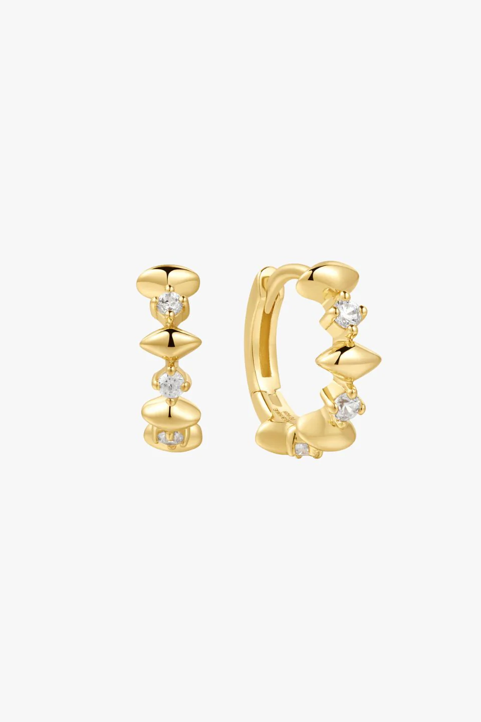 Art Deco Sparkle Gold Huggie Earring