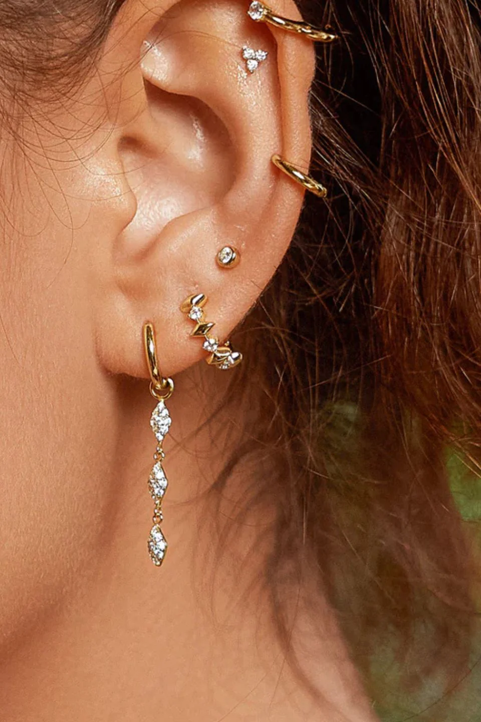 Art Deco Sparkle Gold Huggie Earring - Image 2