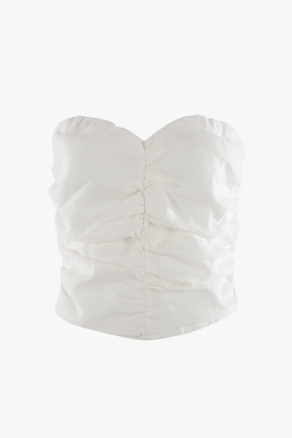 Ascend White Linen Strapless Rouched Top - Image 6