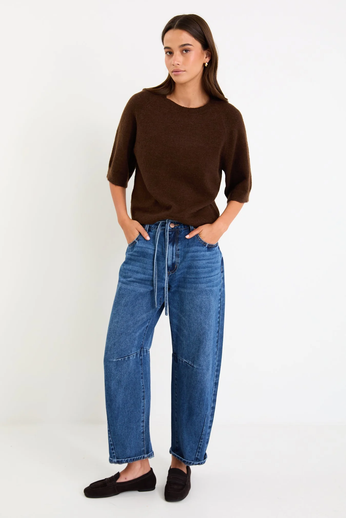 Assemble Chocolate Alpaca Blend Raglan Knit Tee - Image 3
