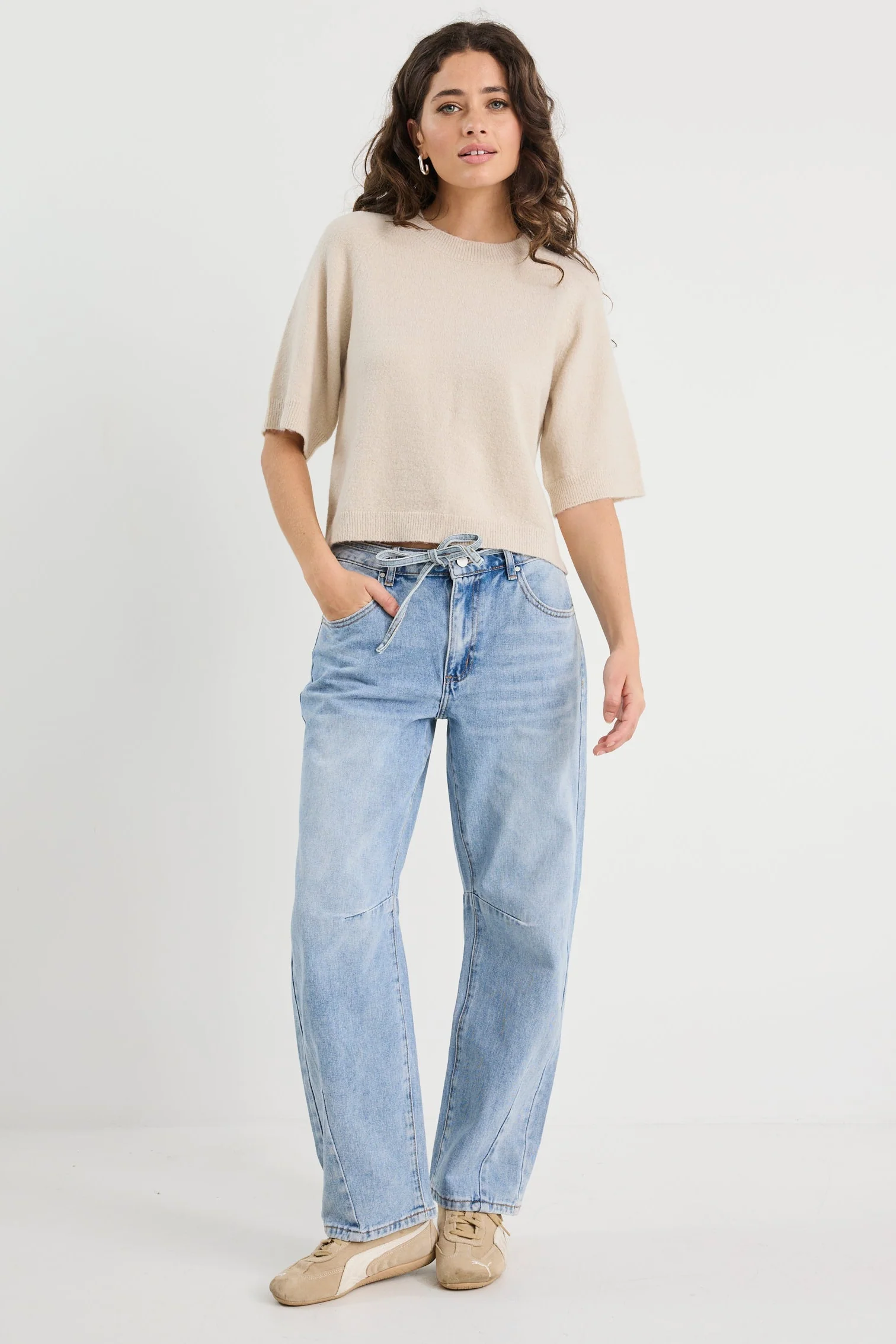 Assemble Oat Alpaca Blend Raglan Knit Tee - Image 5