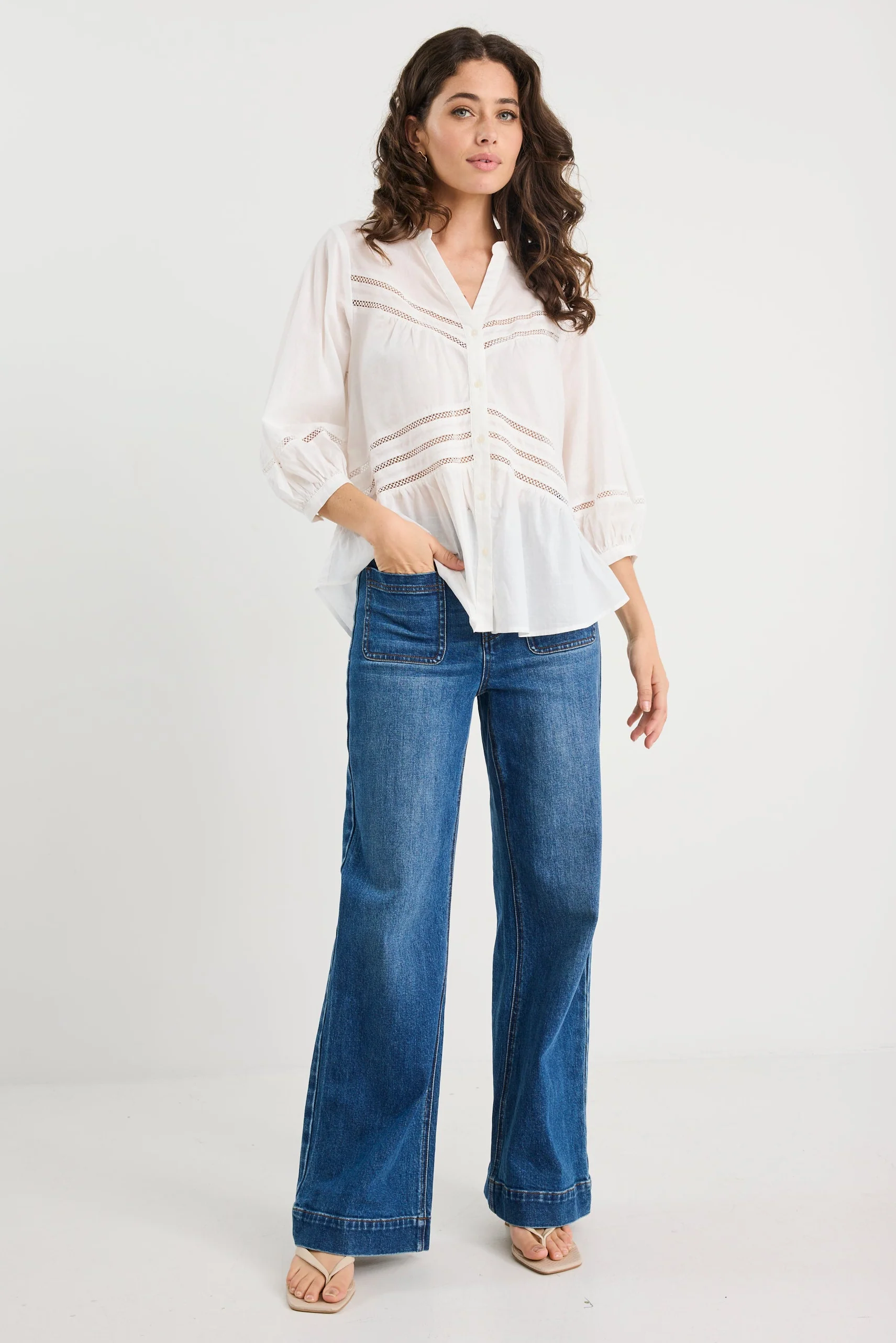 Astound Ivory Lace Insert SS Top - Image 2