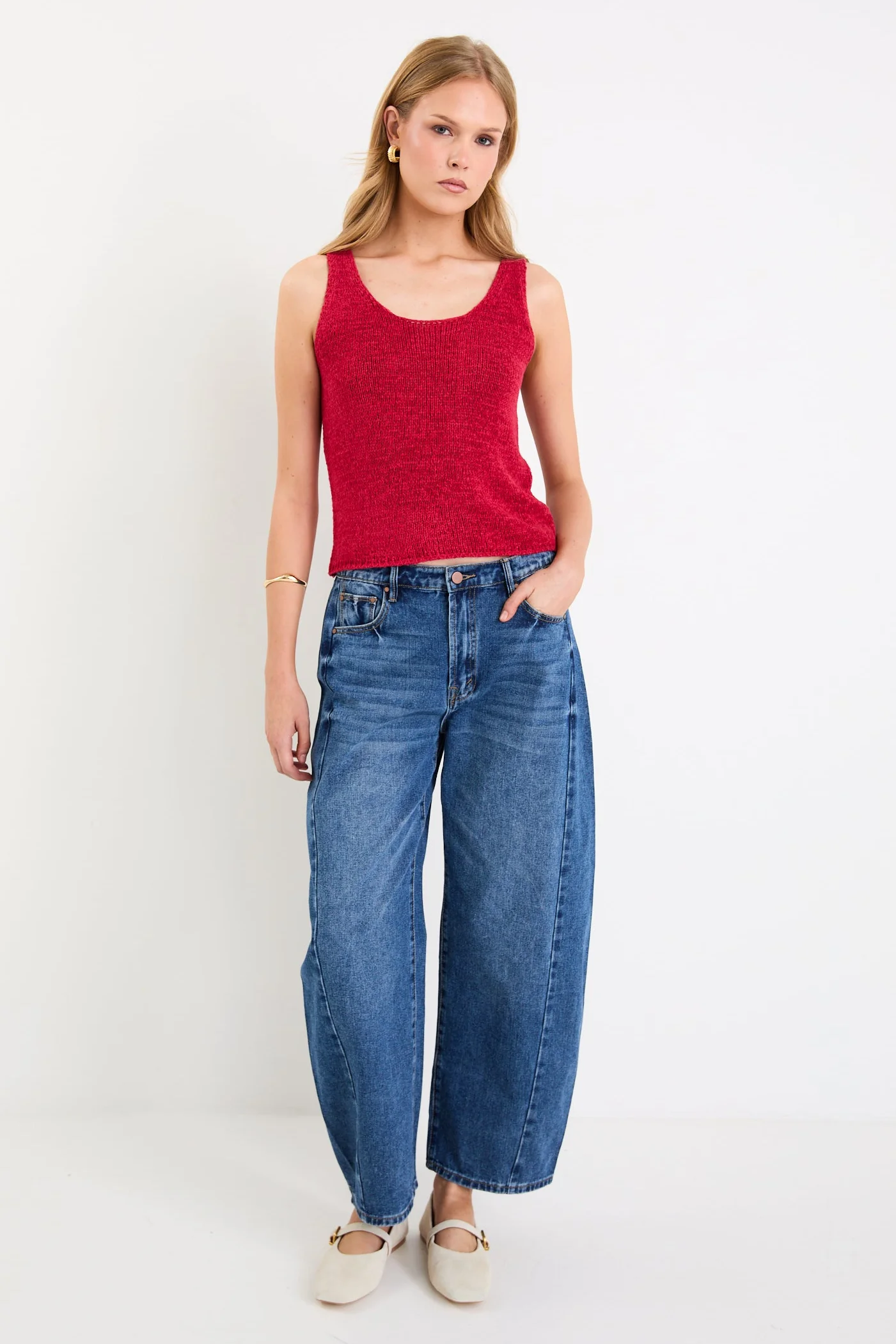 Atoll Cherry Red Sleeveless Knit Top - Image 2