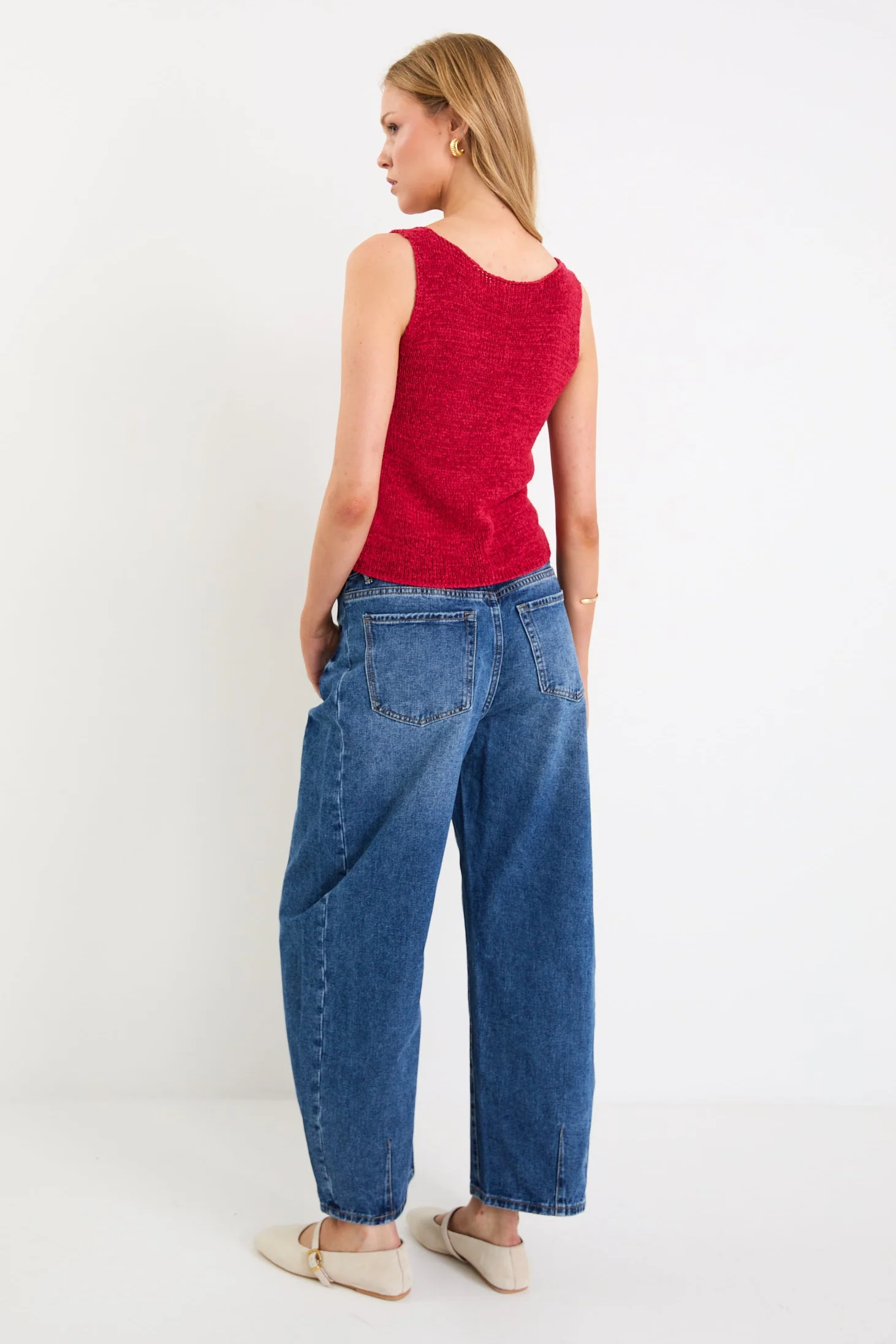 Atoll Cherry Red Sleeveless Knit Top - Image 4
