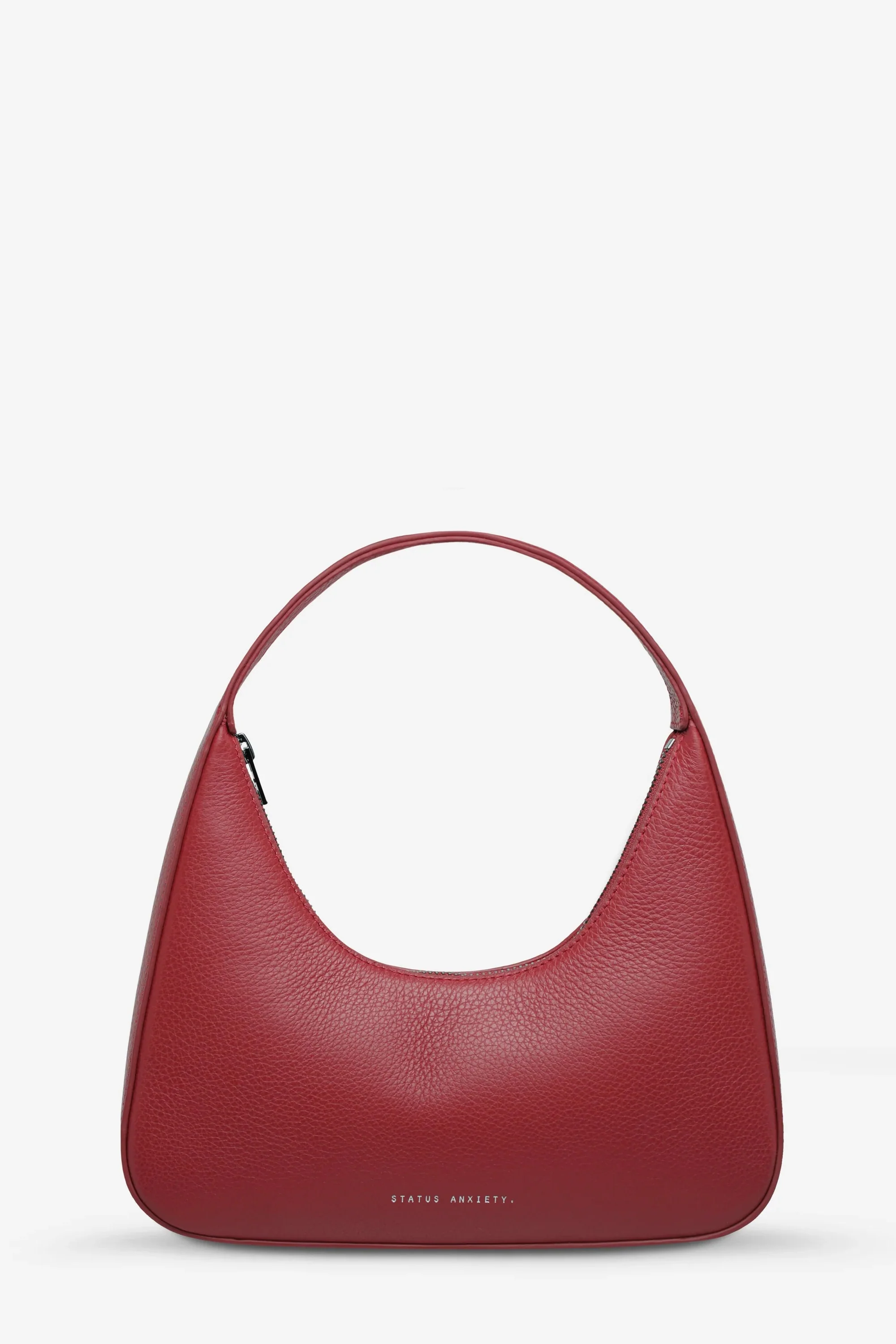 Aurora Rouge Leather Structured Shoulder Bag