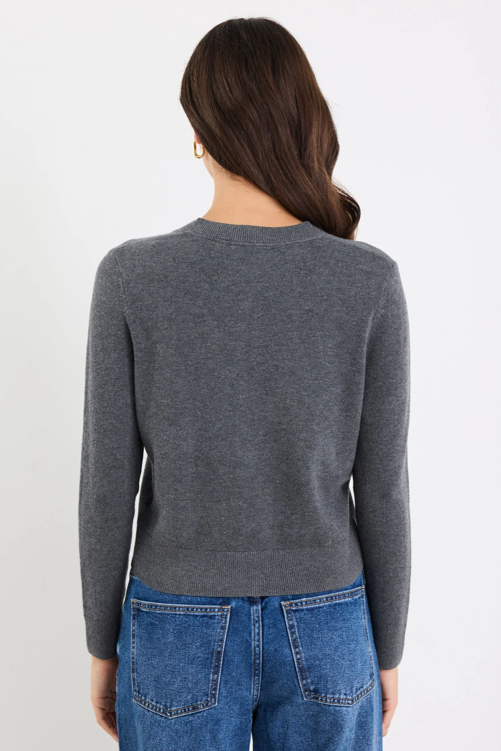 Autograph Charcoal Soft Fine Gauge Crewneck Cardigan - Image 8