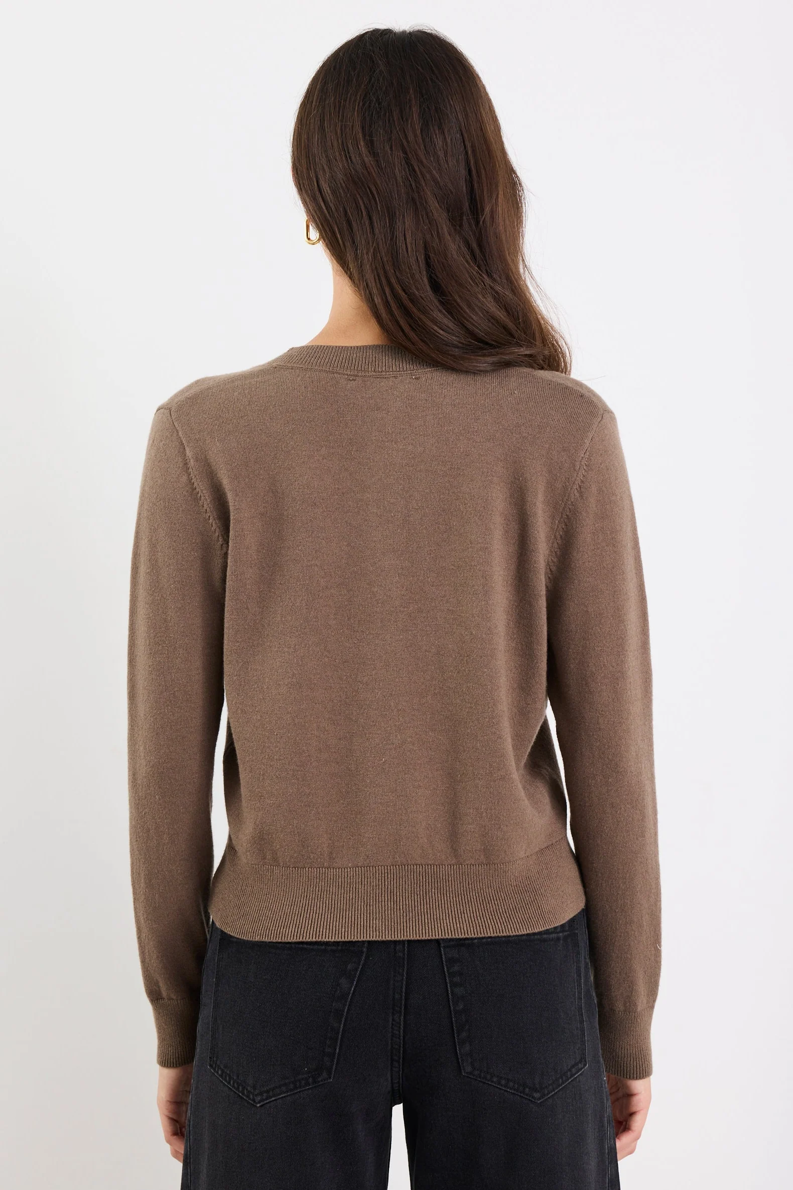 Autograph Mocha Soft Fine Gauge Crewneck Cardigan - Image 4