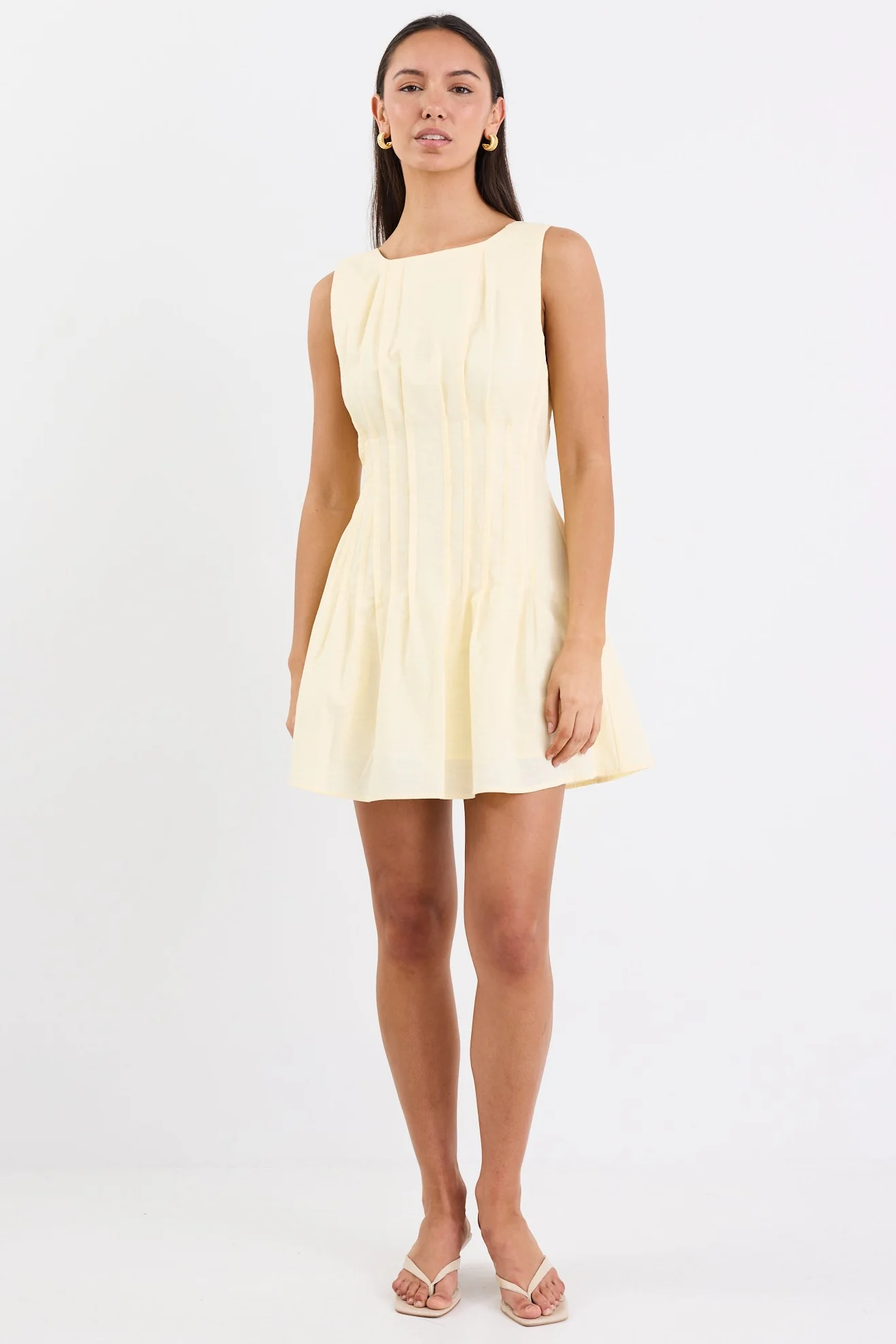 Backstage Yellow Pintuck Bodice Mini Dress - Image 2