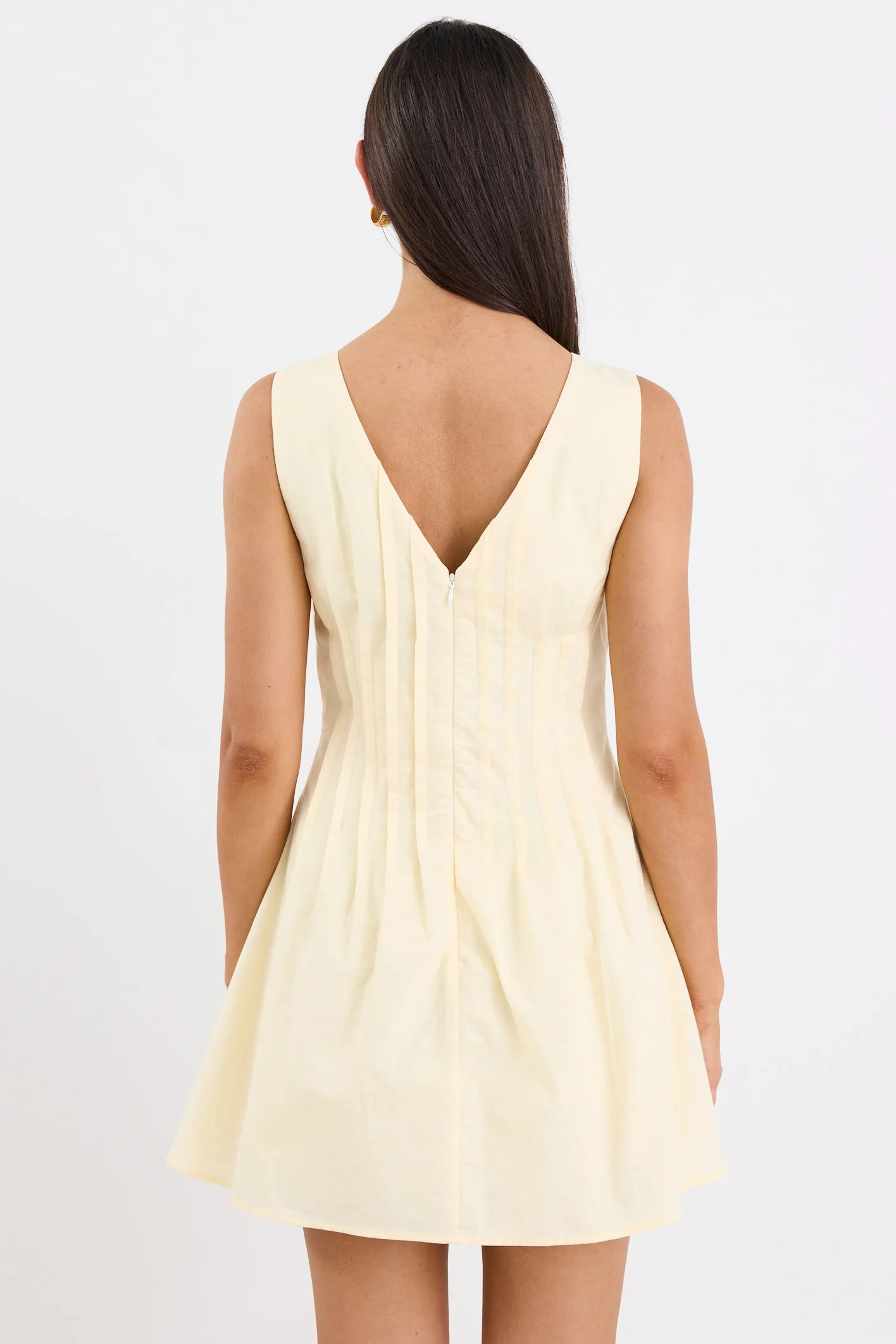 Backstage Yellow Pintuck Bodice Mini Dress - Image 4
