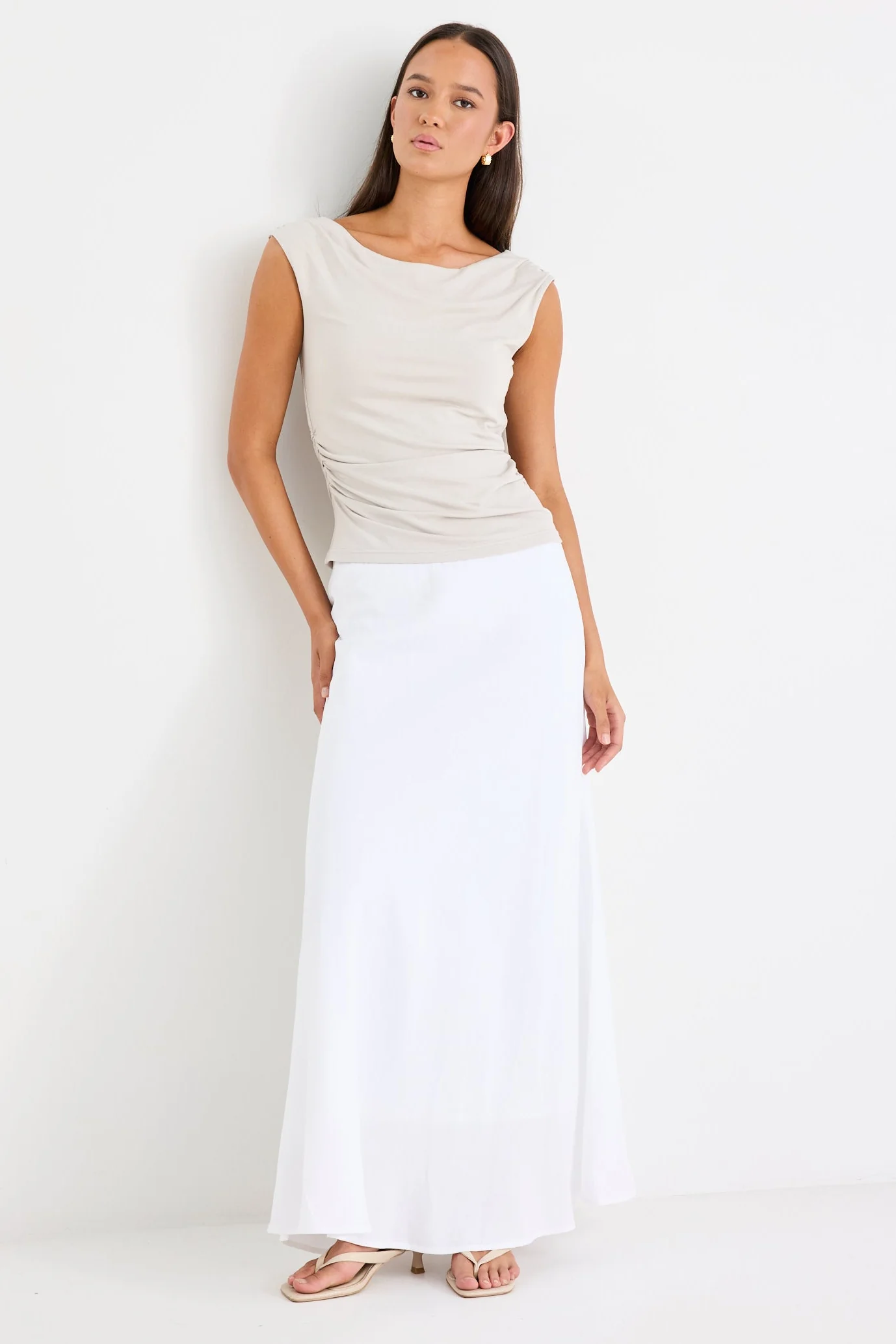 Backstreet Stone Stretch Boat Neck Sleeveless Top - Image 2