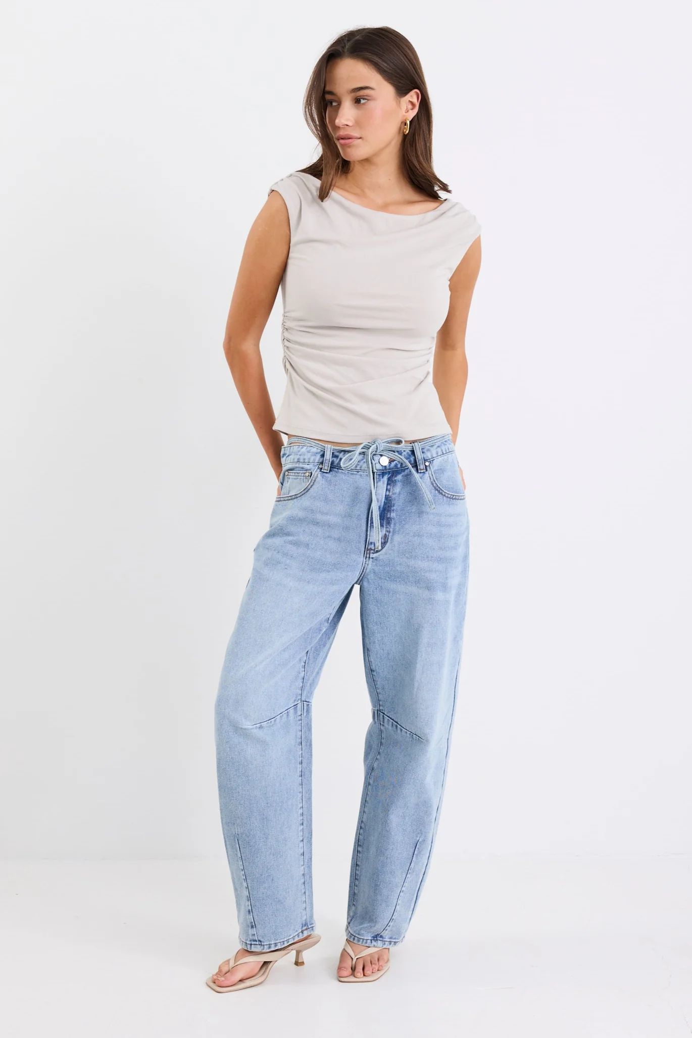 Backstreet Stone Stretch Boat Neck Sleeveless Top - Image 4